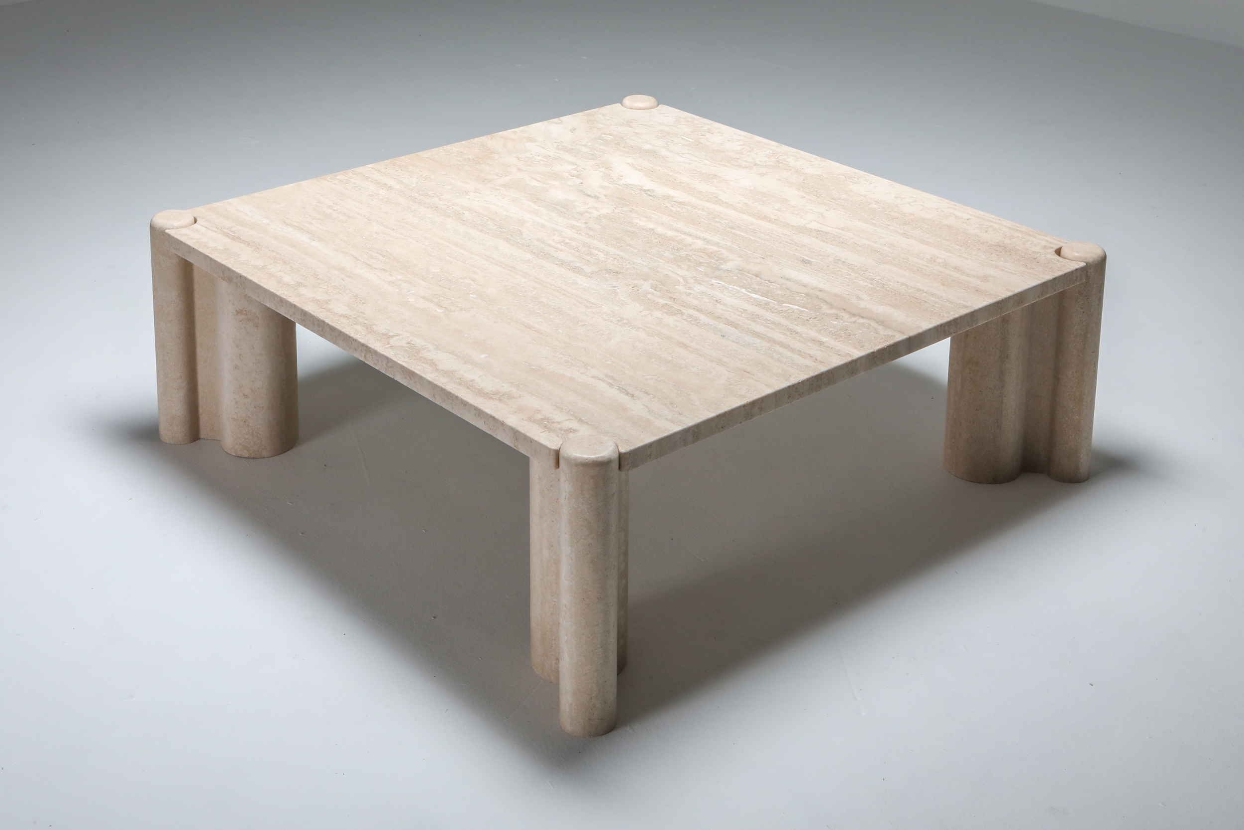 Gae Aulenti Jumbo Travertine Square Coffee Table - 1960's