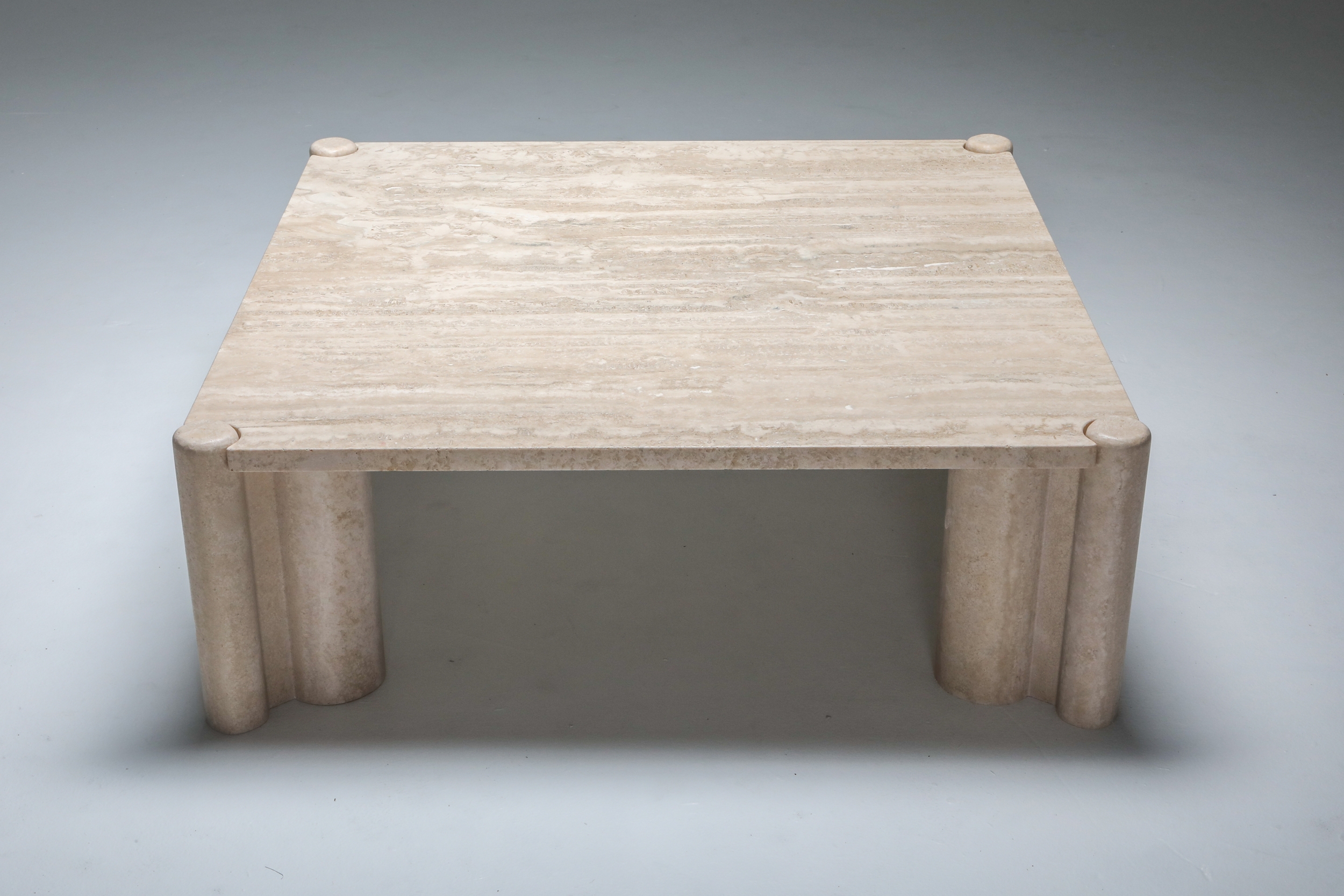 Gae Aulenti Jumbo Travertine Square Coffee Table - 1960's