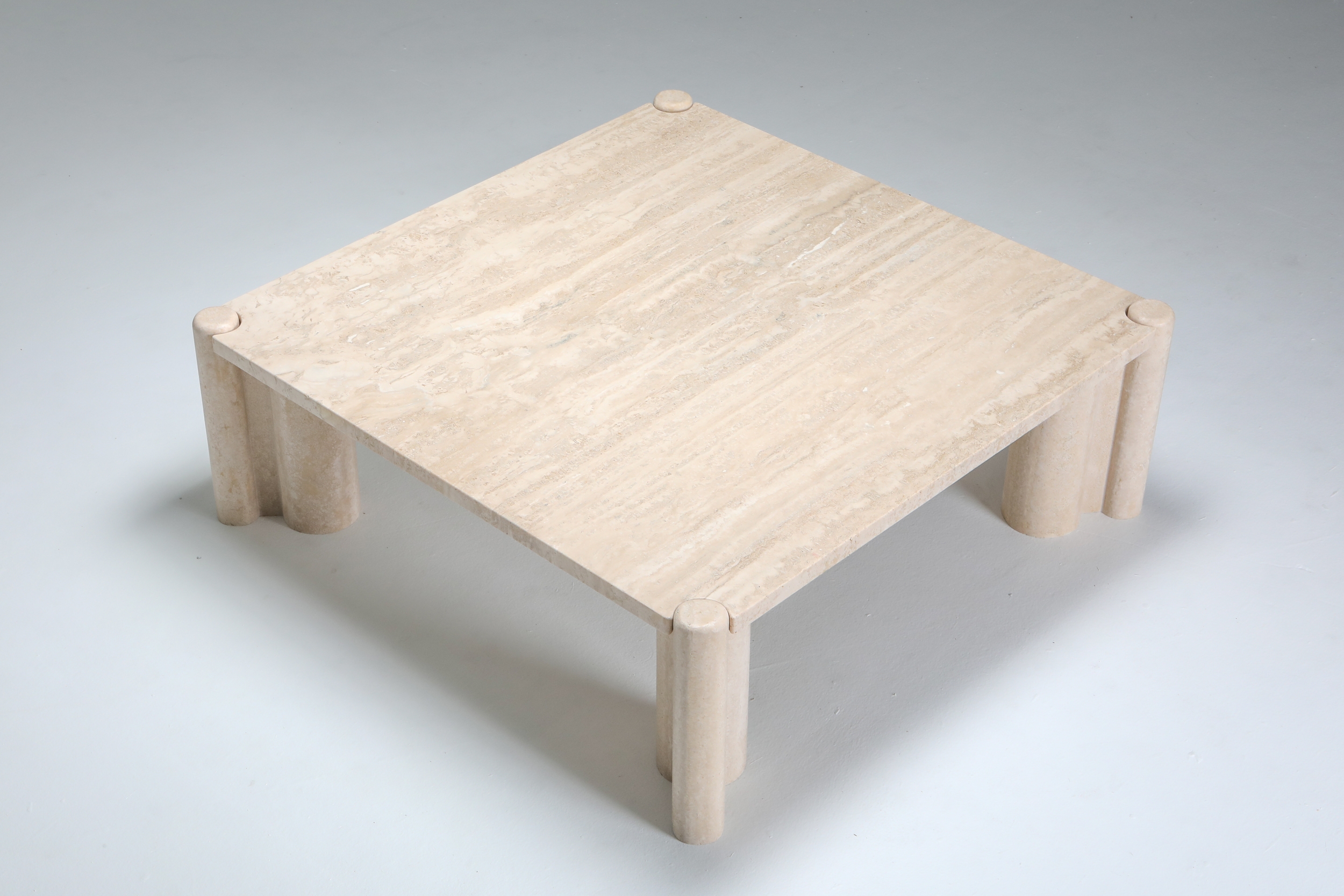 Gae Aulenti Jumbo Travertine Square Coffee Table - 1960's