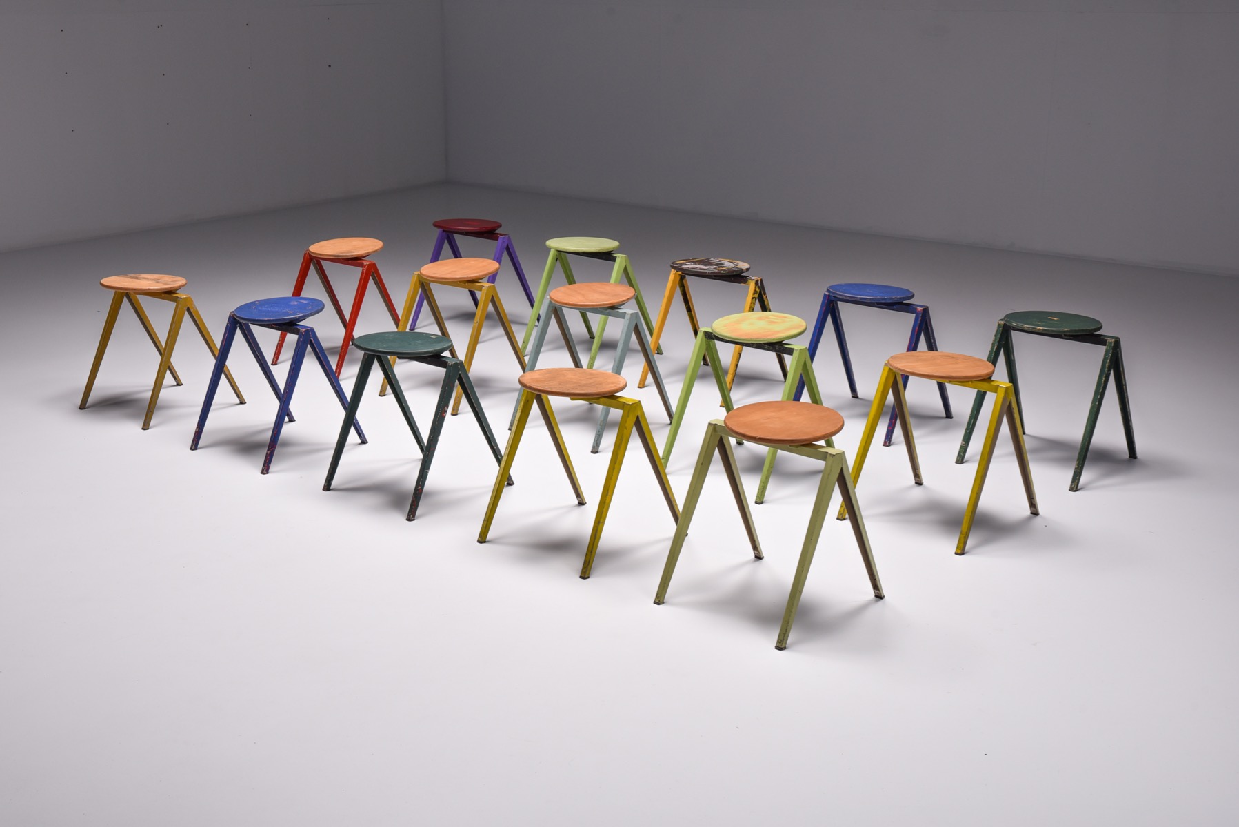 Galvanitas Low Stools Prouve Style - 1970's