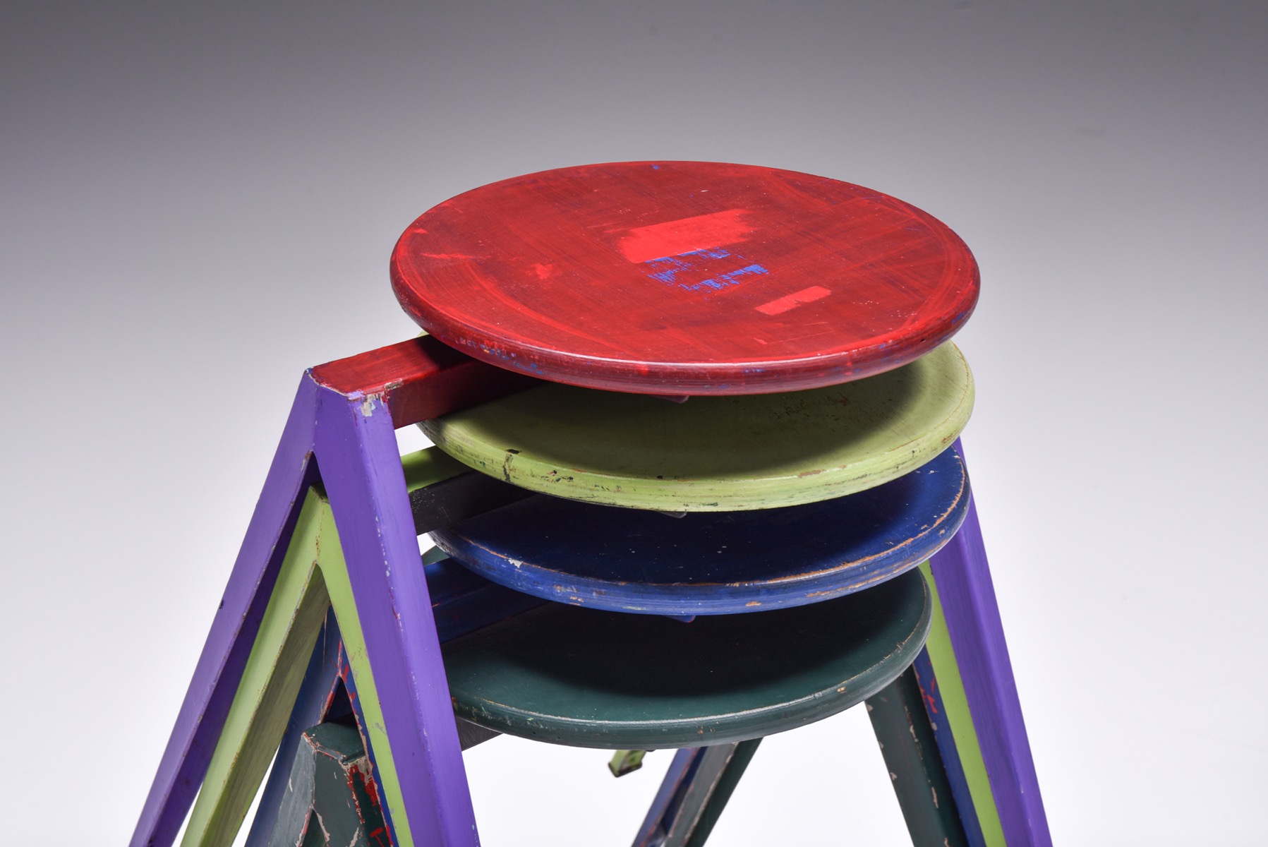 Galvanitas Low Stools Prouve Style - 1970's
