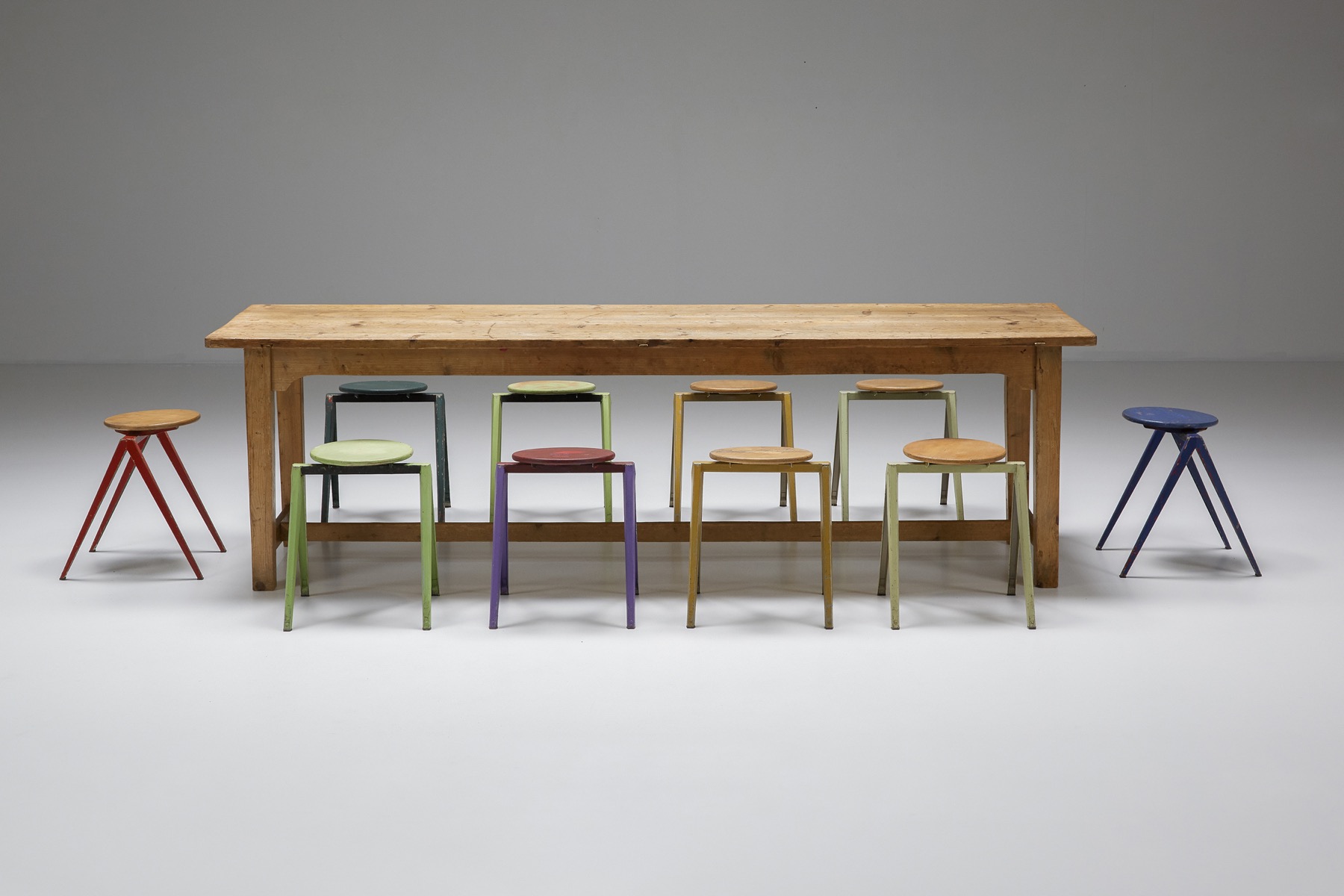 Galvanitas Low Stools Prouve Style - 1970's