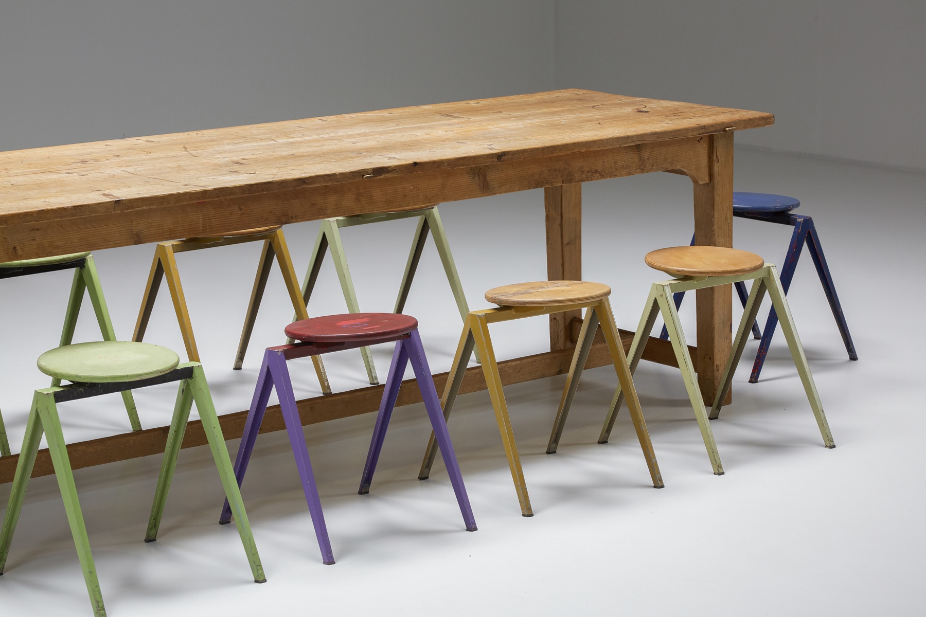 Galvanitas Low Stools Prouve Style - 1970's