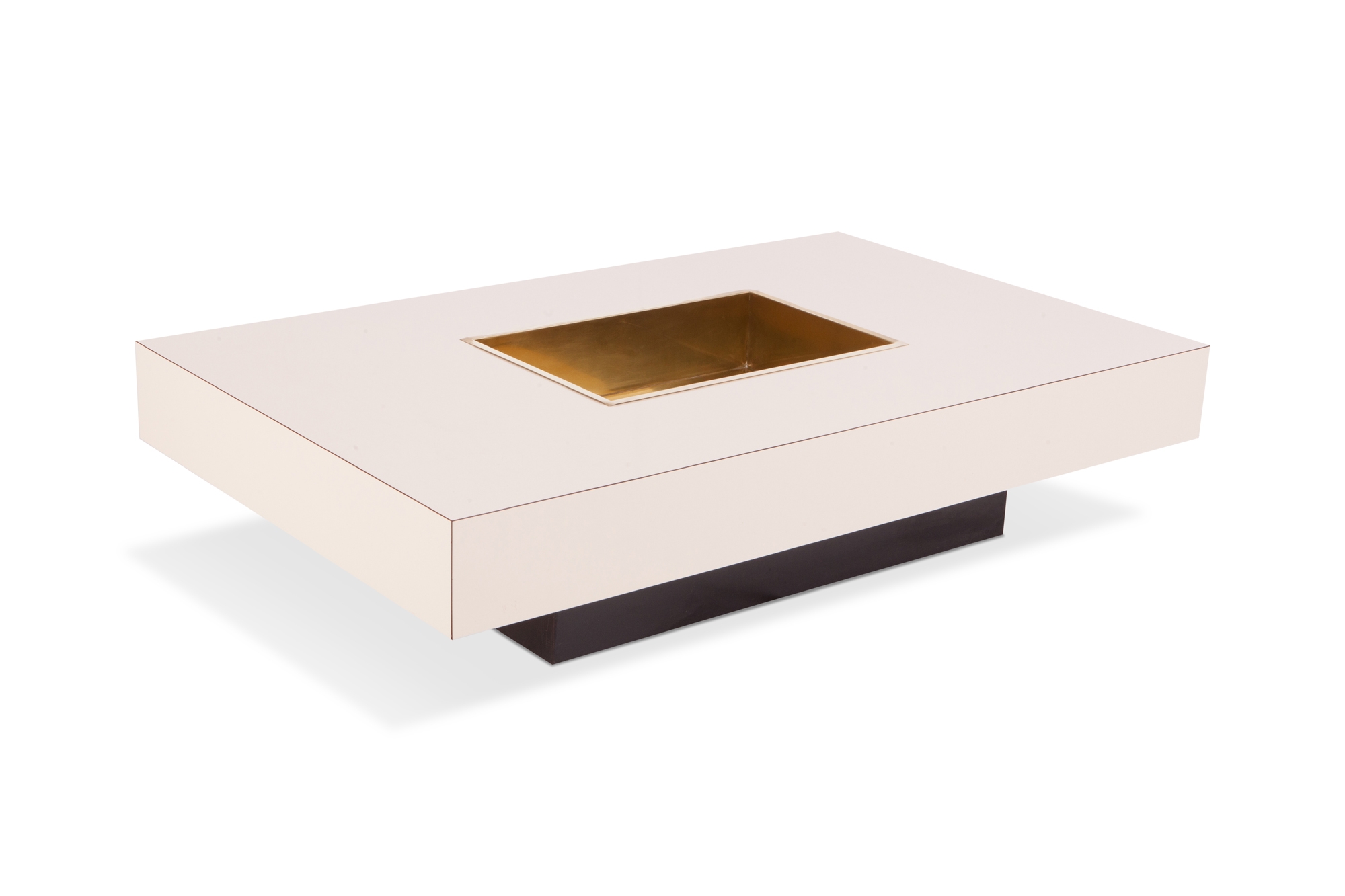 Table Bar Unit Goldwood by Boris | Beige Rectangular Cocktail Table, Willy Rizzo - 1960s