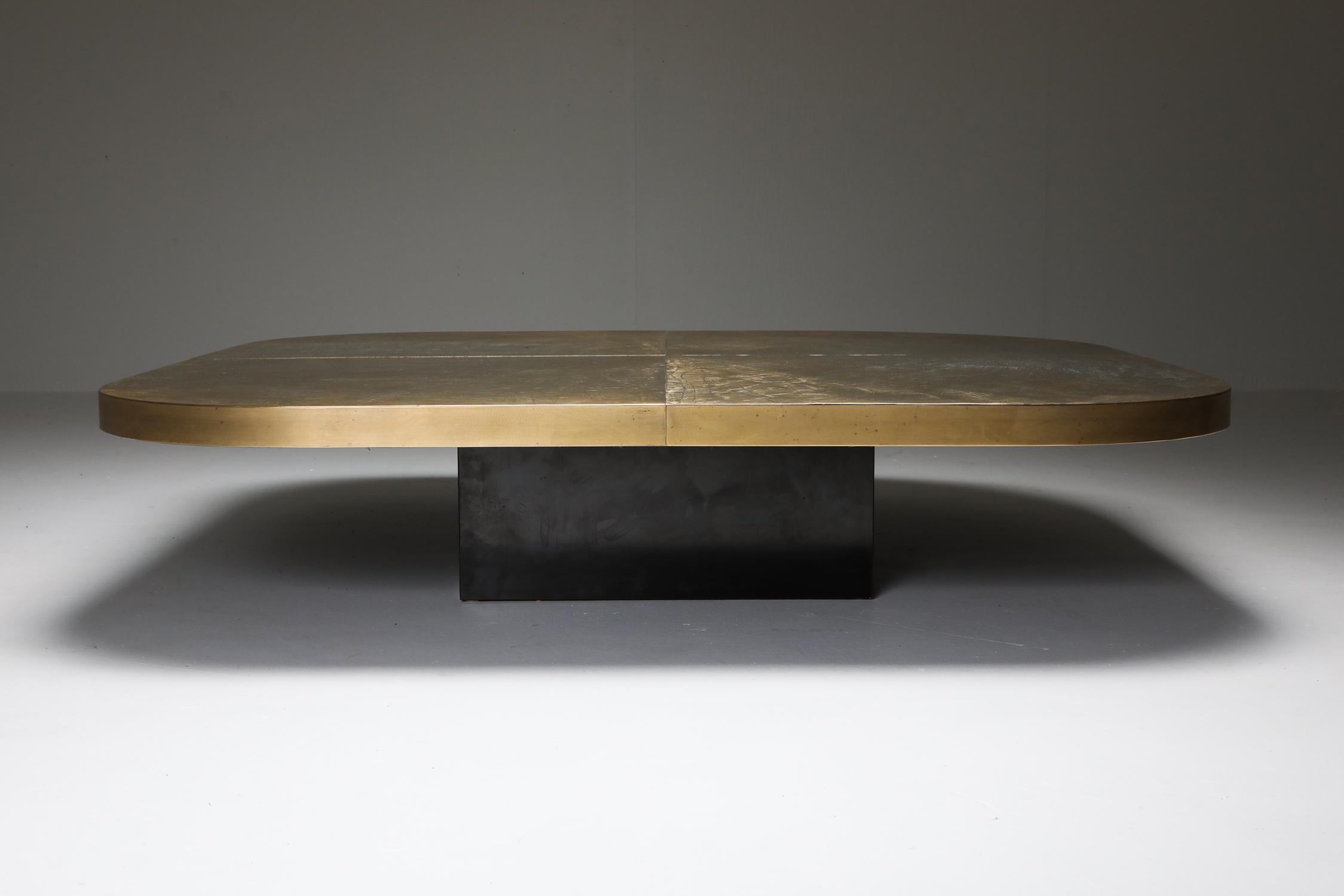 George Matthias XL brass etched table - 1970's