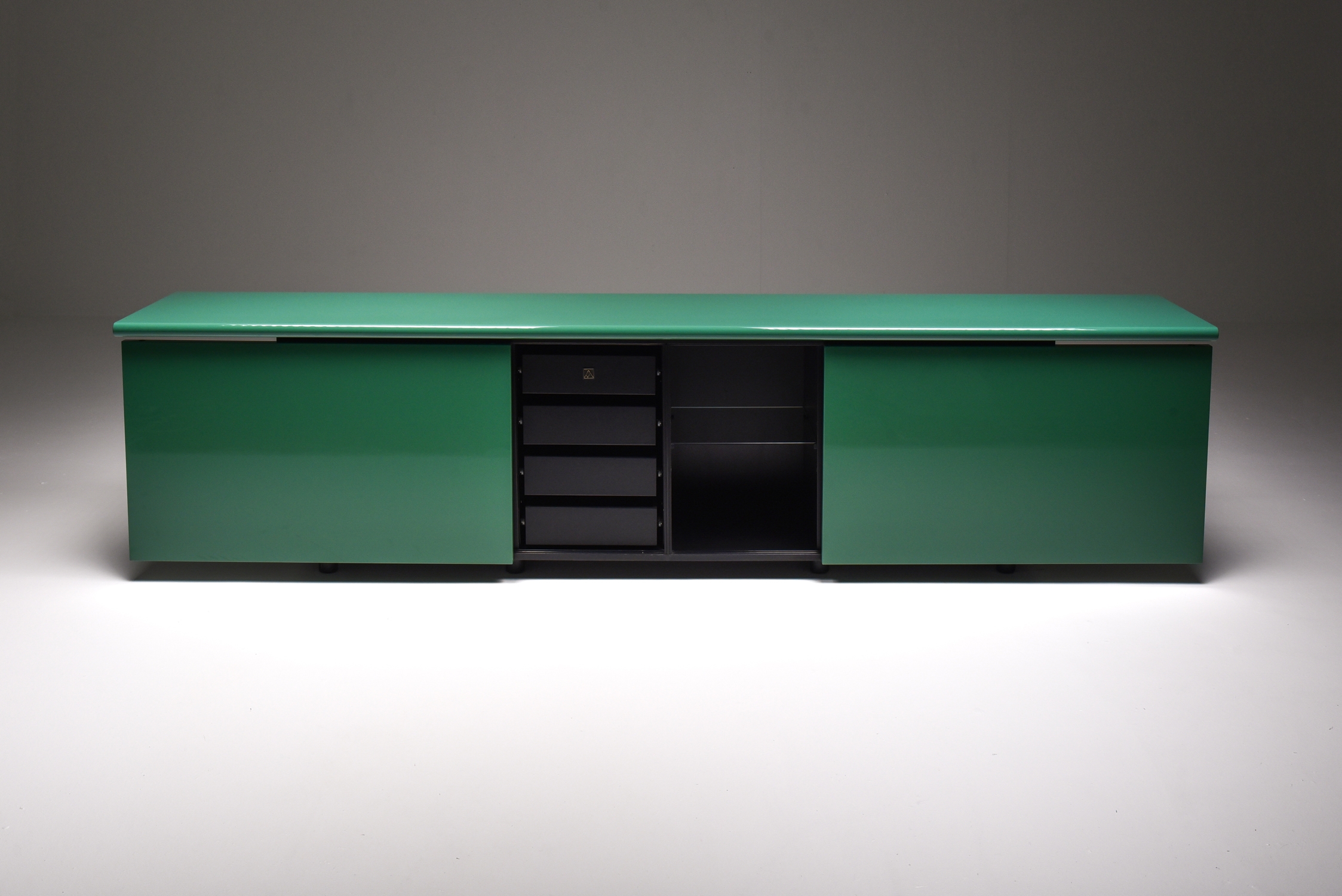 Green  Lacquer Credenza by Giotto Stoppino for Acerbis - 1977