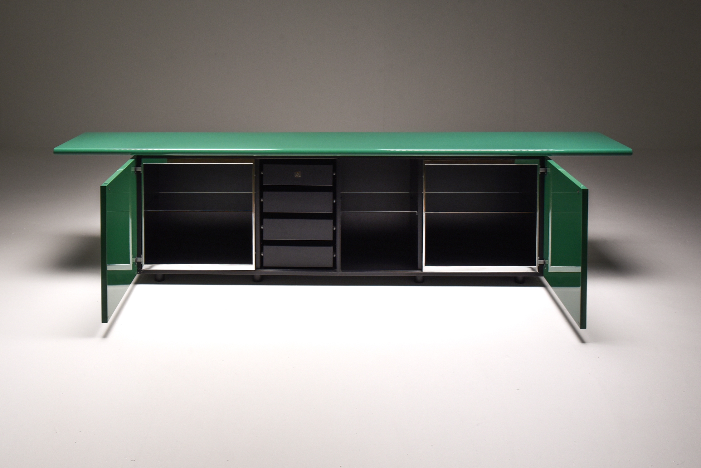 Green  Lacquer Credenza by Giotto Stoppino for Acerbis - 1977