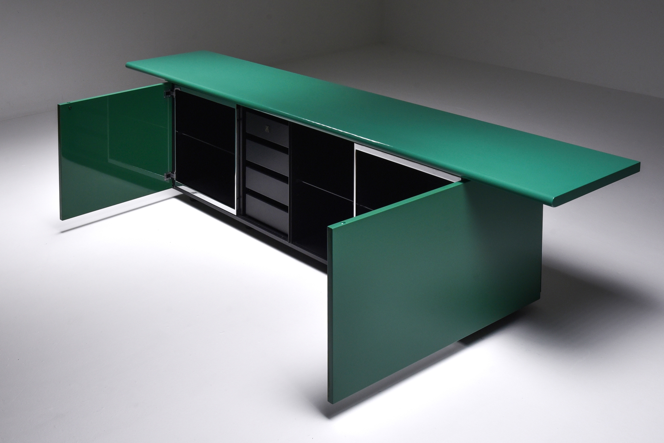 Green  Lacquer Credenza by Giotto Stoppino for Acerbis - 1977
