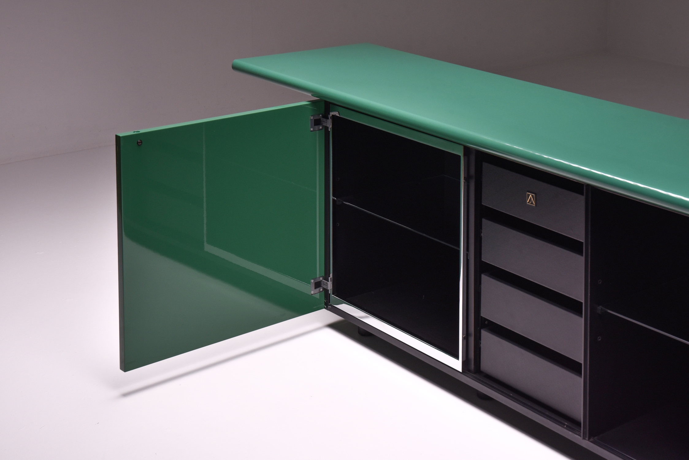 Green  Lacquer Credenza by Giotto Stoppino for Acerbis - 1977