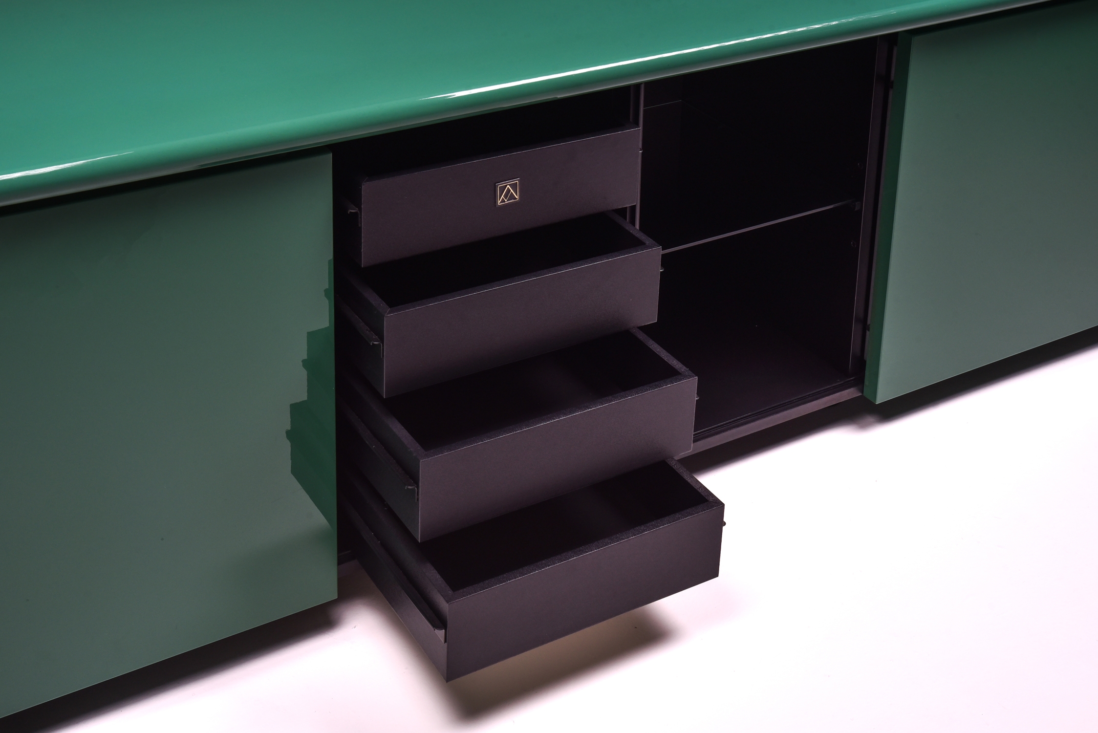 Green  Lacquer Credenza by Giotto Stoppino for Acerbis - 1977