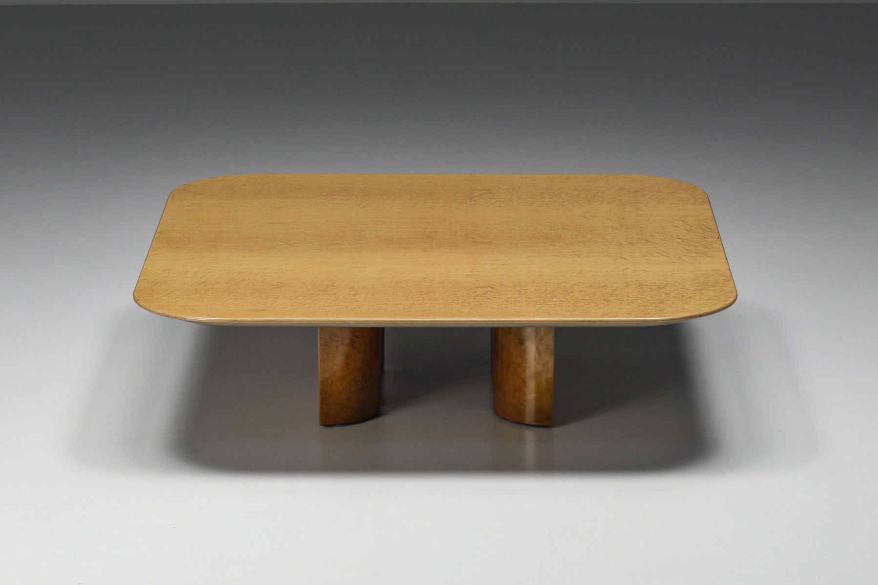 Square Burl Coffee Table For Saporiti, Giovanni Offredi - 1980s