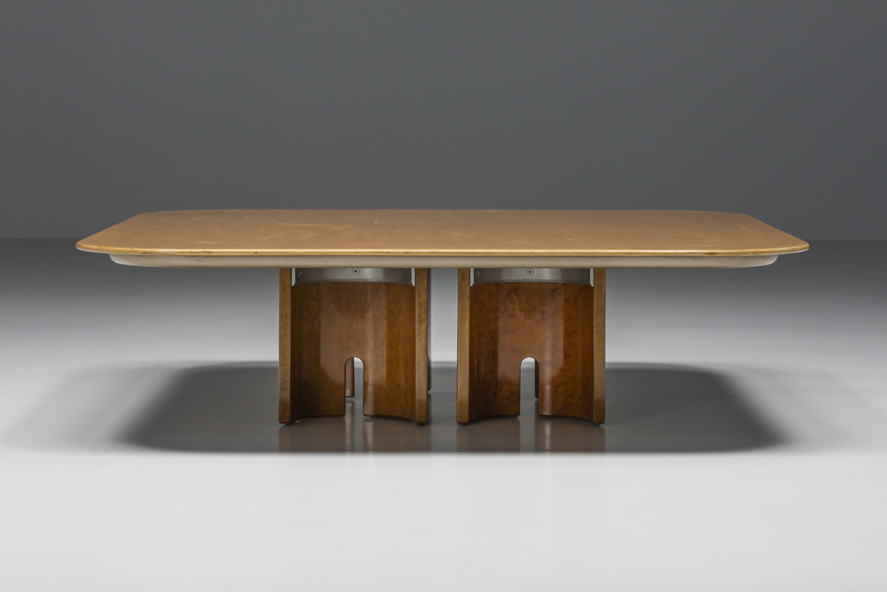 Square Burl Coffee Table For Saporiti, Giovanni Offredi - 1980s