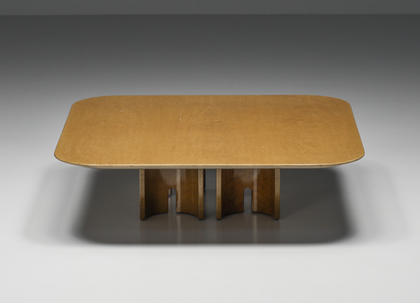 Square Burl Coffee Table For Saporiti, Giovanni Offredi - 1980s