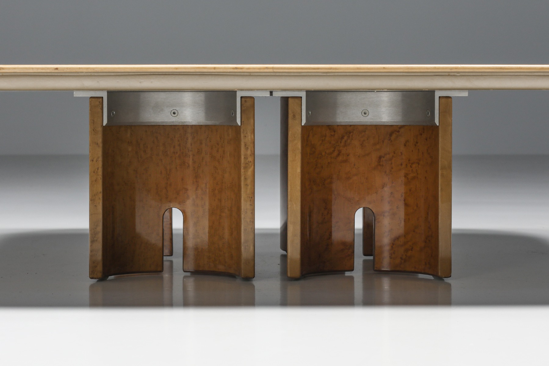 Square Burl Coffee Table For Saporiti, Giovanni Offredi - 1980s