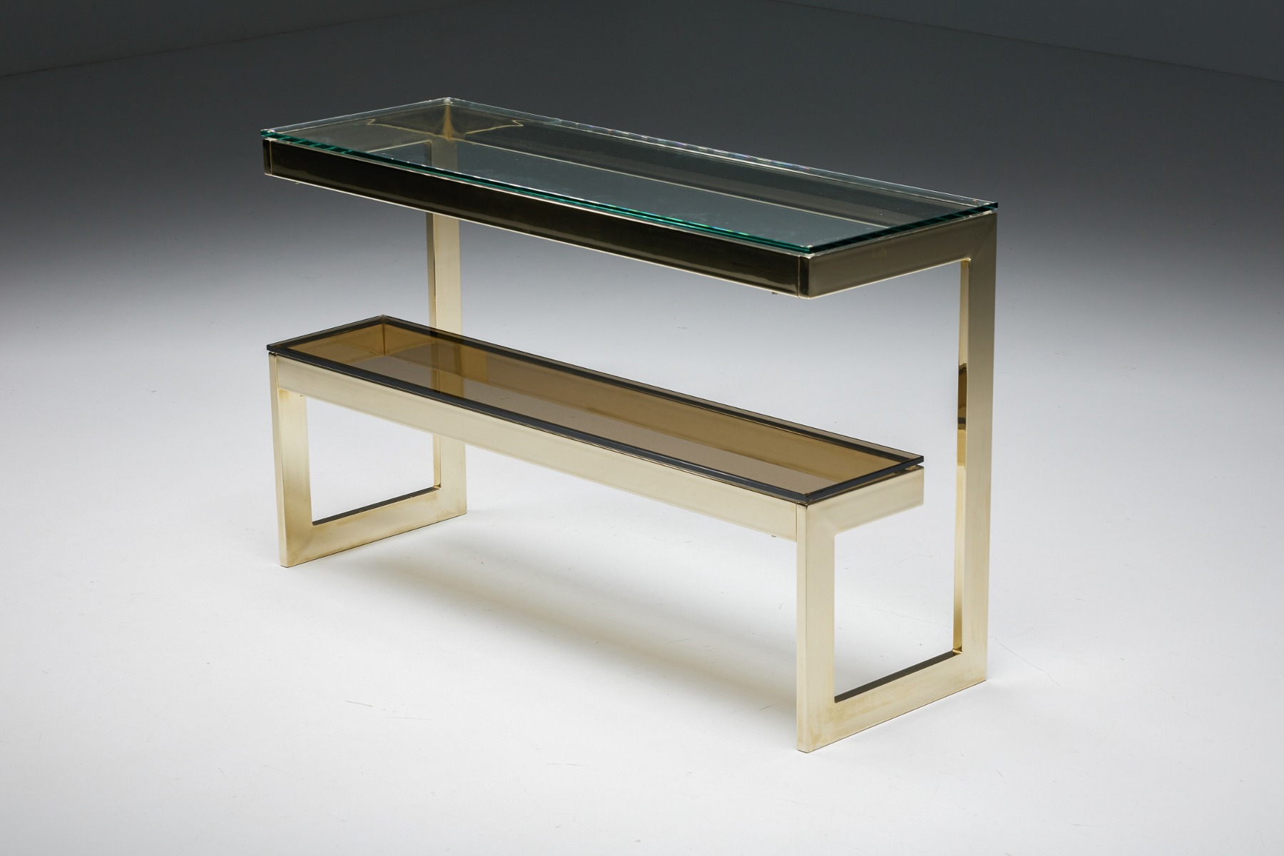 Hollywood Regency Gold Layered Console Table by Maison Jansen - 1970s