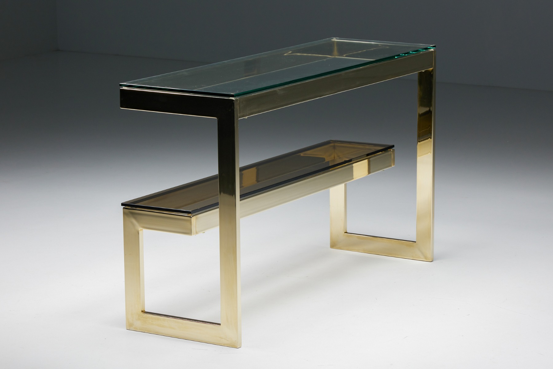 Hollywood Regency Gold Layered Console Table by Maison Jansen - 1970s