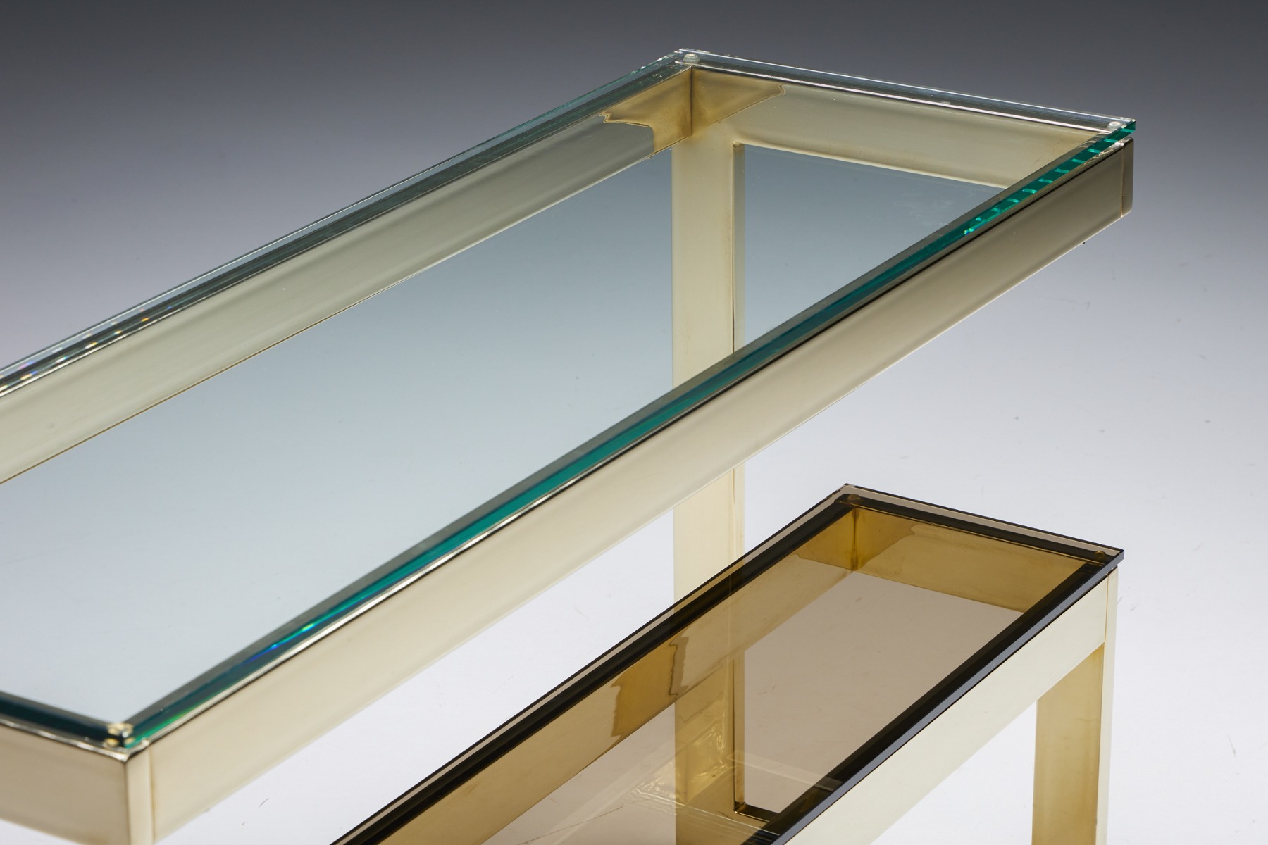 Hollywood Regency Gold Layered Console Table by Maison Jansen - 1970s