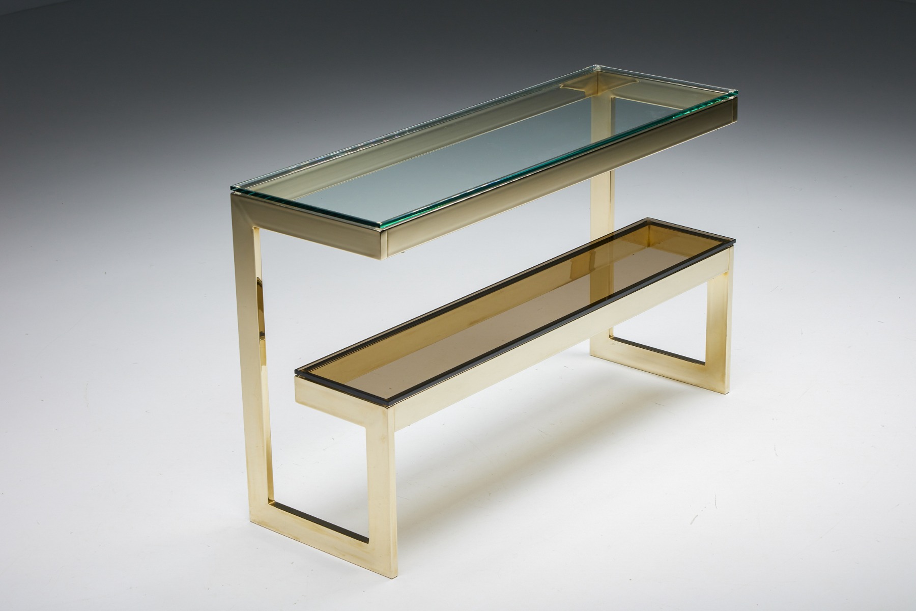 Hollywood Regency Gold Layered Console Table by Maison Jansen - 1970s
