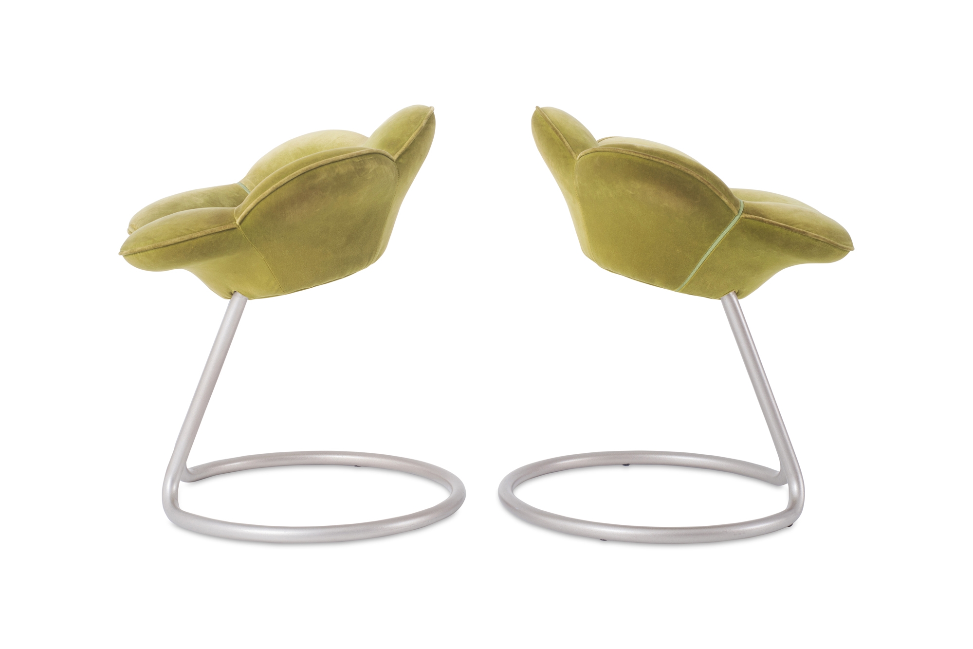 Edra Soshun Low Stools in Green Velvet by Masanori Umeda - 1990s