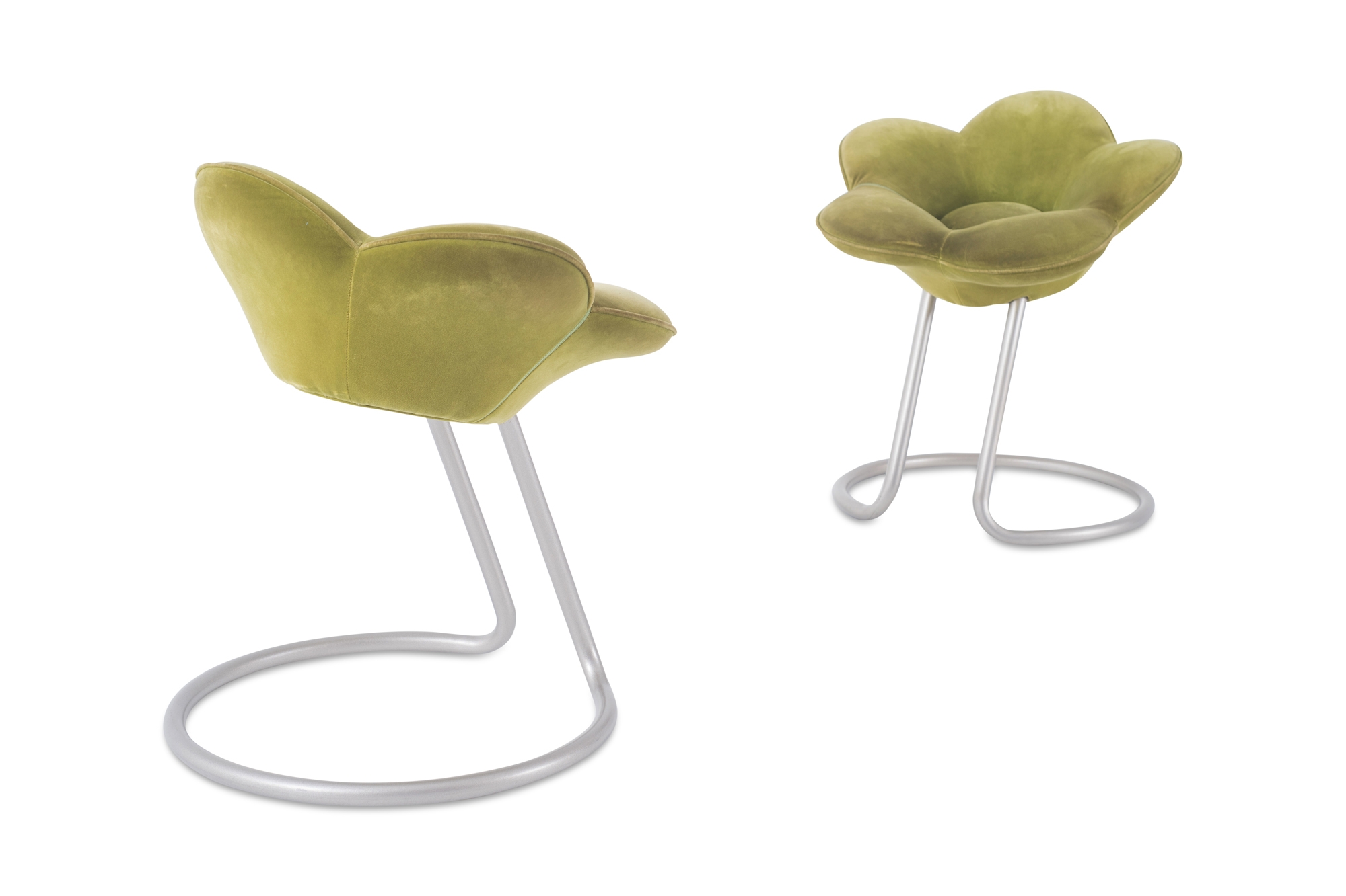 Edra Soshun Low Stools in Green Velvet by Masanori Umeda - 1990s