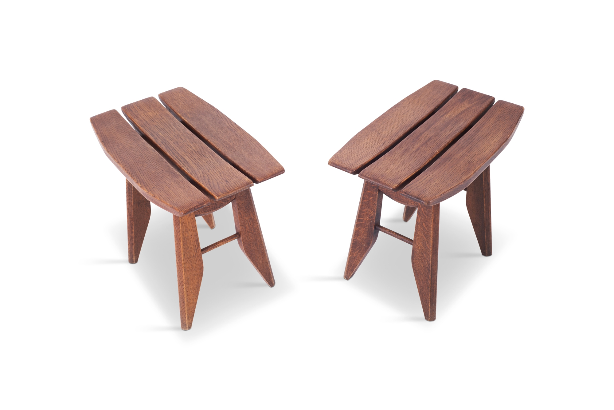Guillerme et Chambron Vintage Mid-Century Modern Stools - 1960s