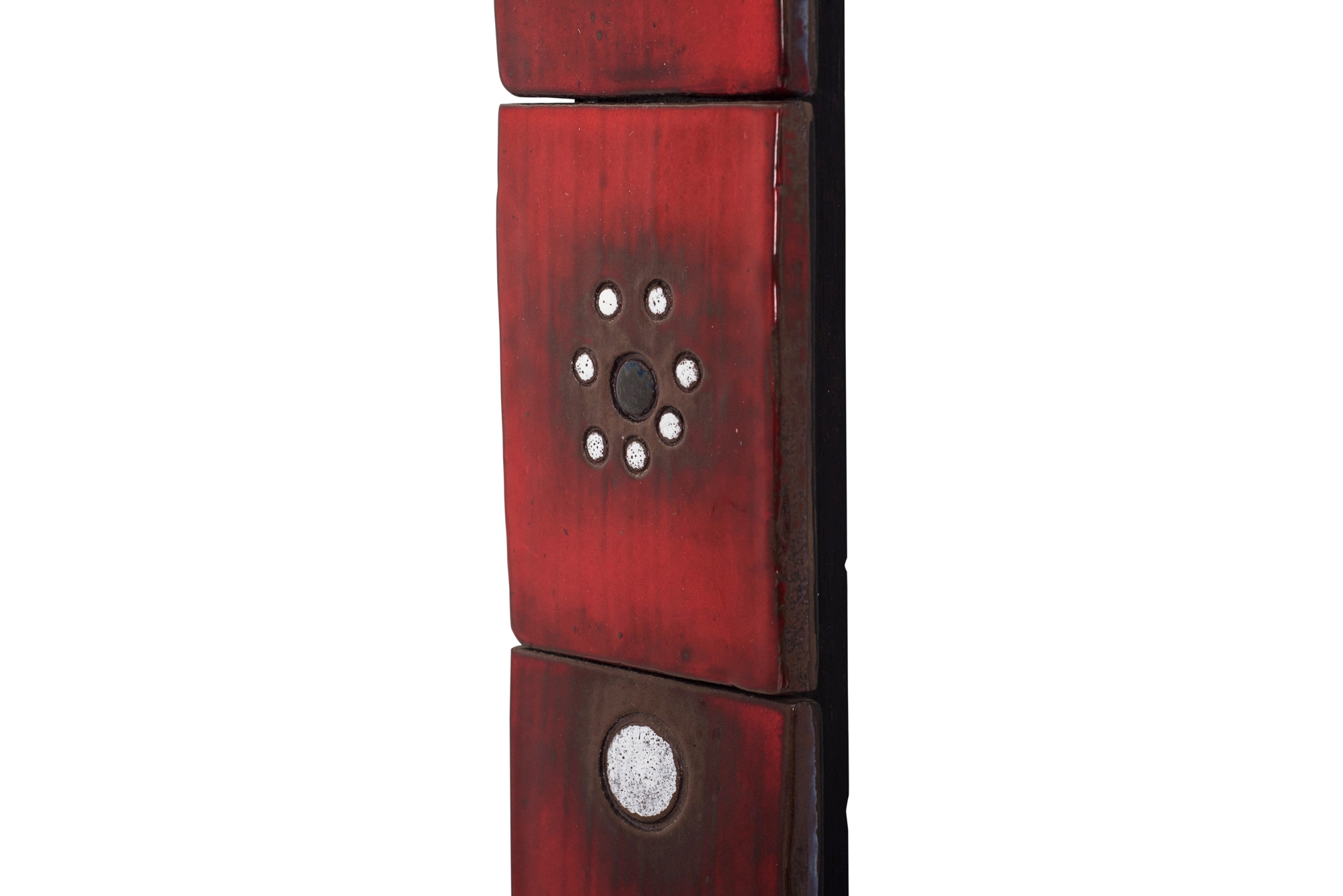 Ceramic Tile Mirror by Oswald Tieberghien in Red Glaze - 1960s
