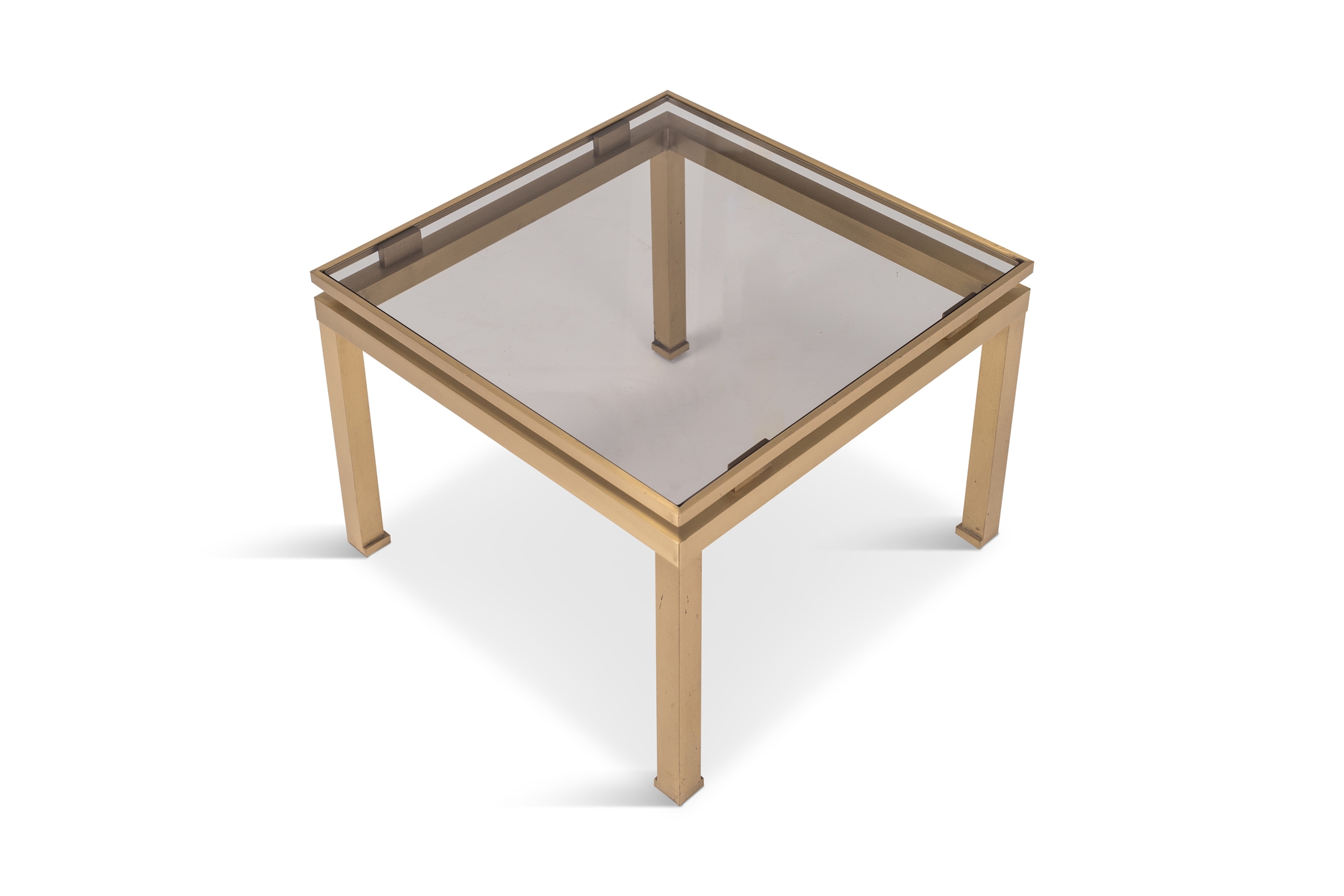 Guy Lefevre Side Tables in Brass & Smoked Glass for Maison Jansen - 1970s