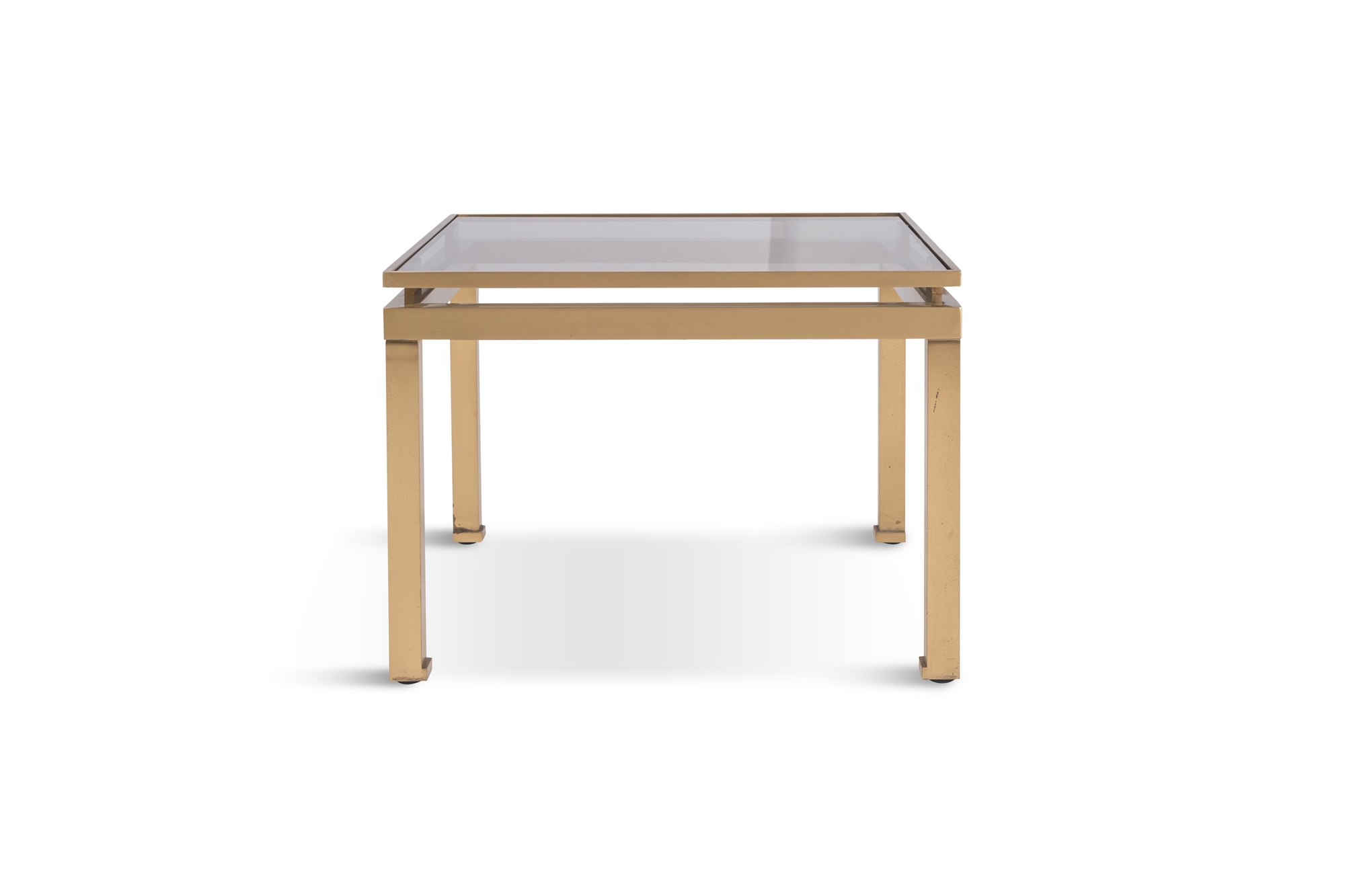 Guy Lefevre Side Tables in Brass & Smoked Glass for Maison Jansen - 1970s