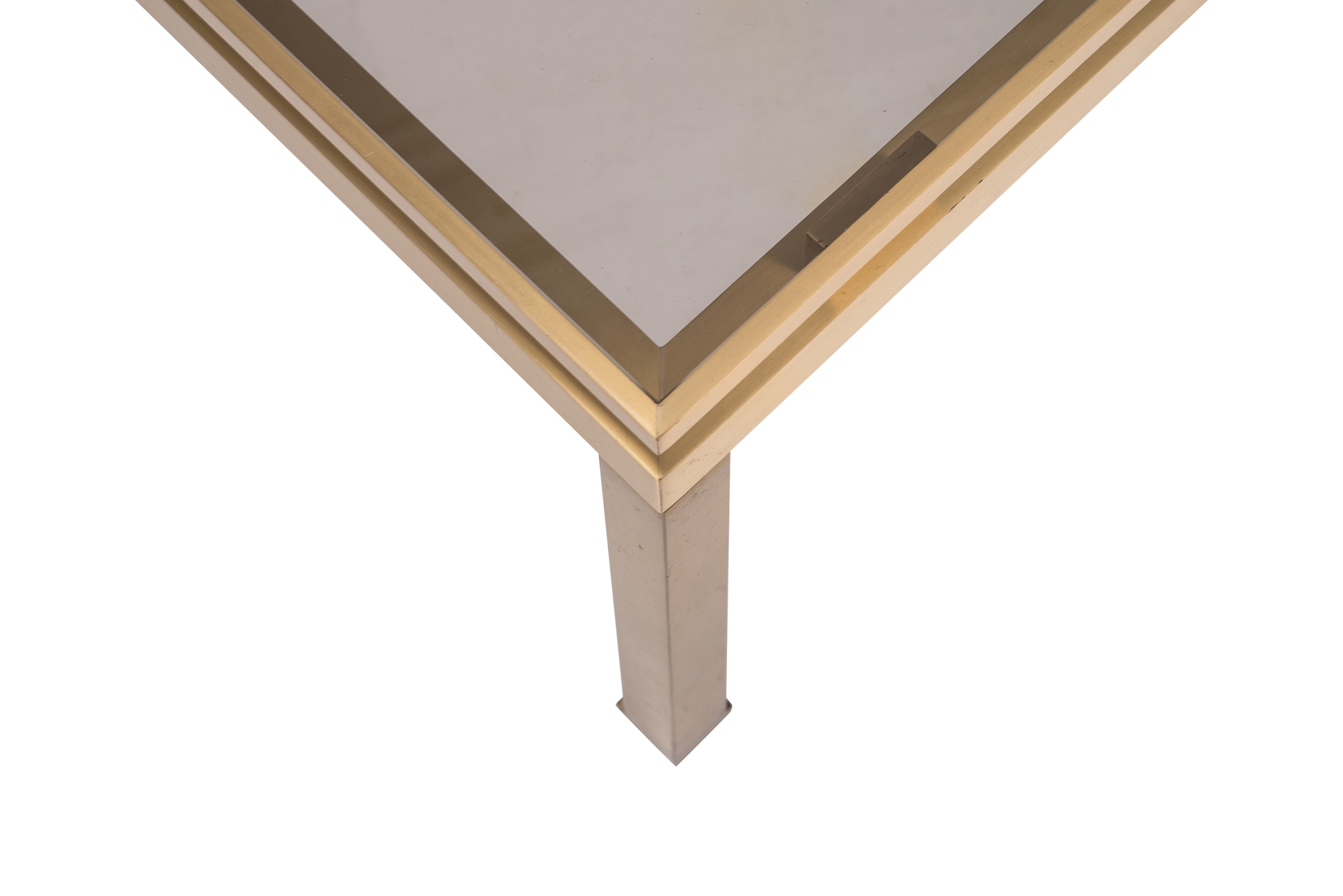 Guy Lefevre Side Tables in Brass & Smoked Glass for Maison Jansen - 1970s