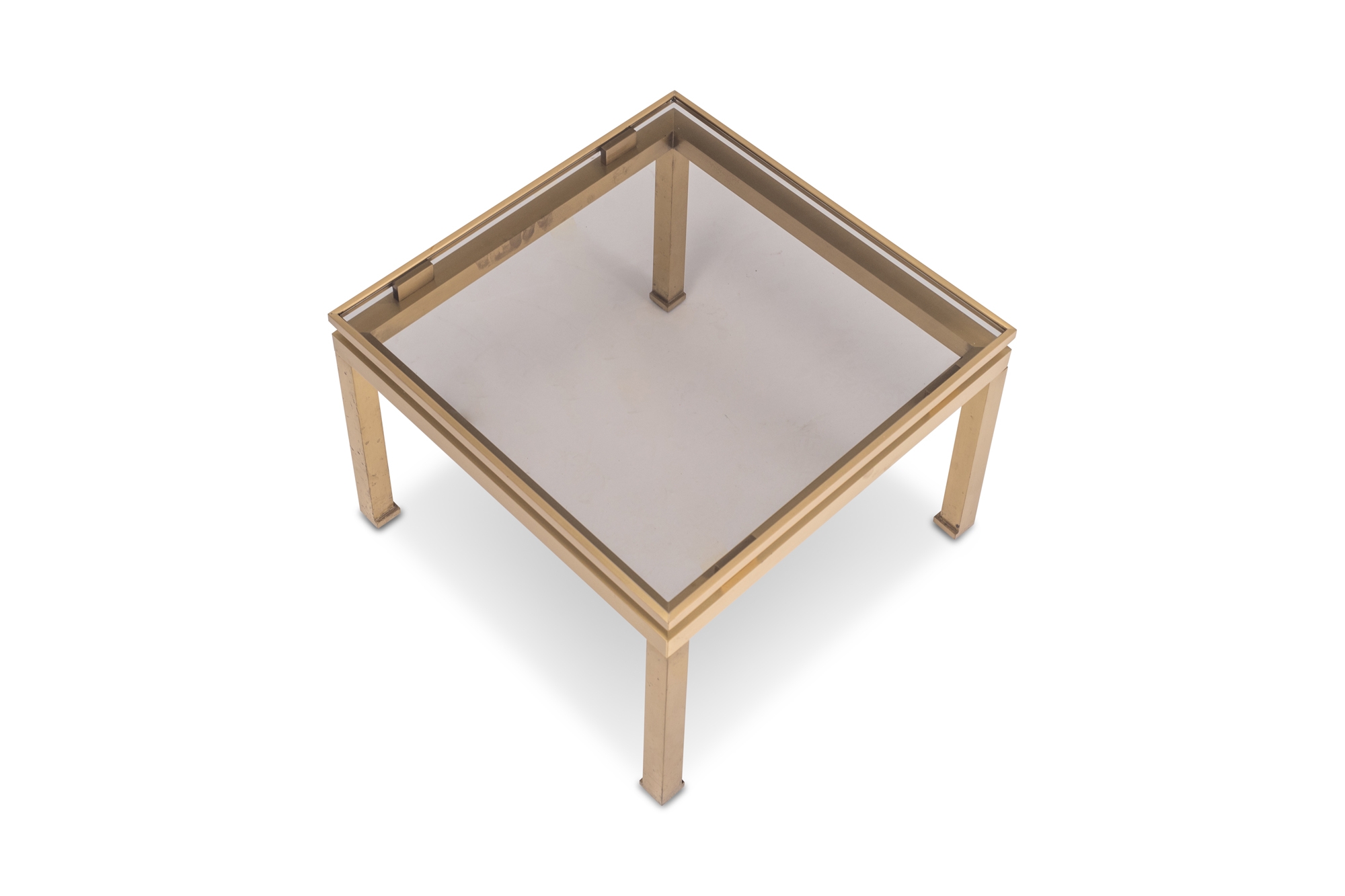 Guy Lefevre Side Tables in Brass & Smoked Glass for Maison Jansen - 1970s