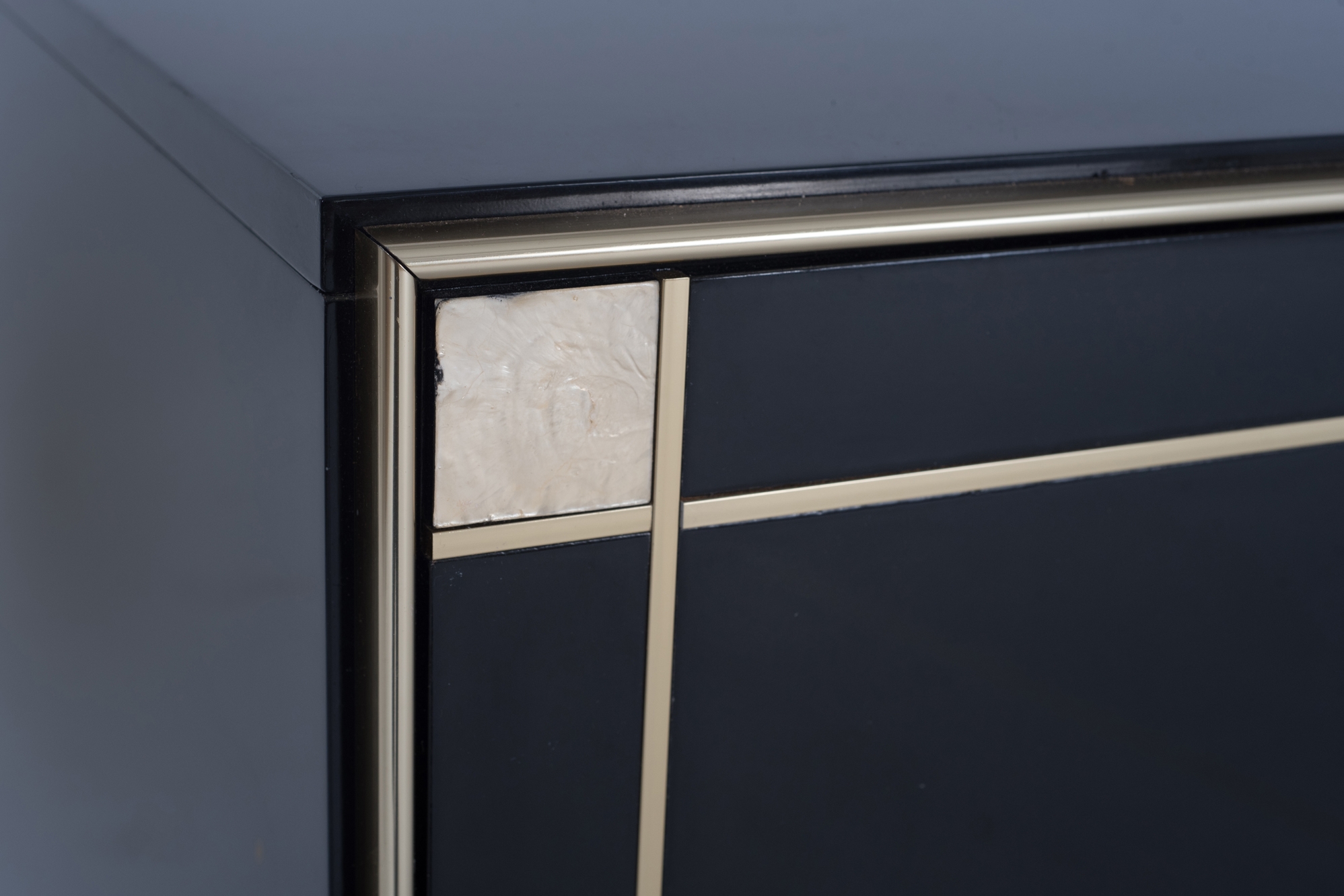 Pierre Cardin Large Black Lacquered Sideboard With Brass Details - 1980’s