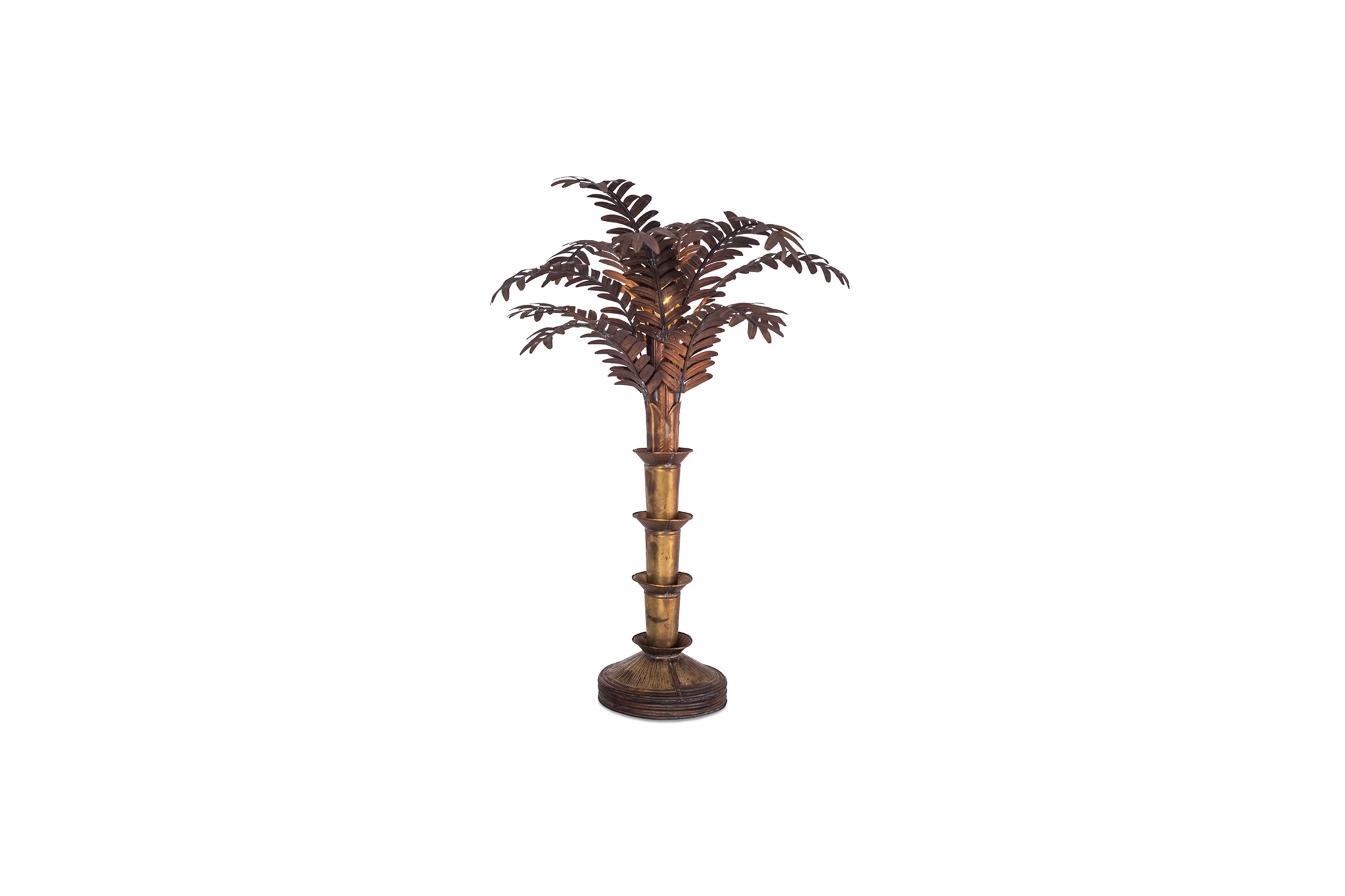 Maison Jansen Style Palmtree Table Lamp In Copper - 1970s