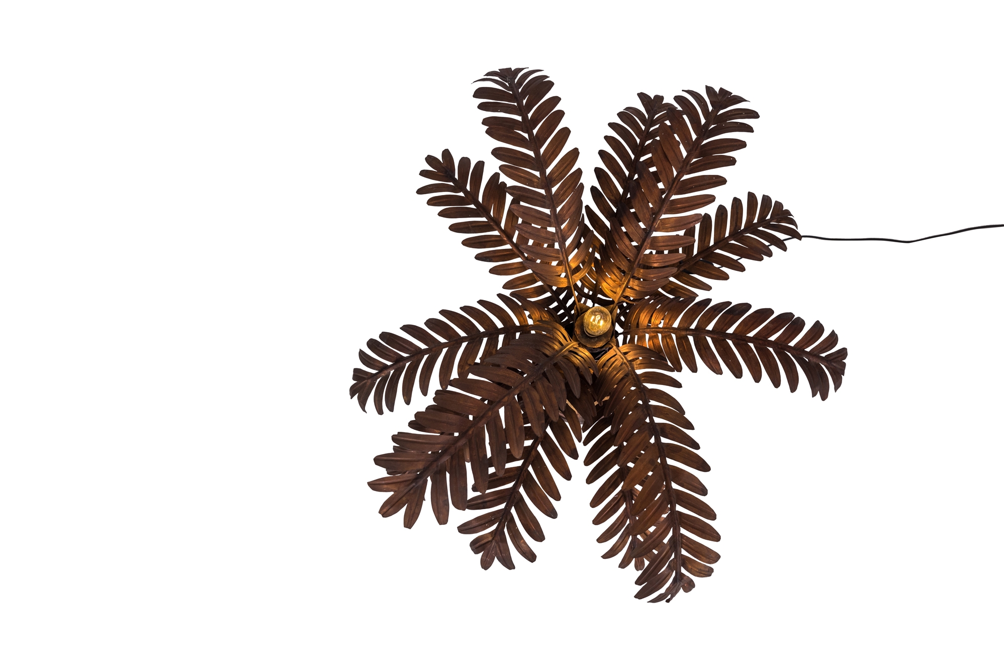 Maison Jansen Style Palmtree Table Lamp In Copper - 1970s