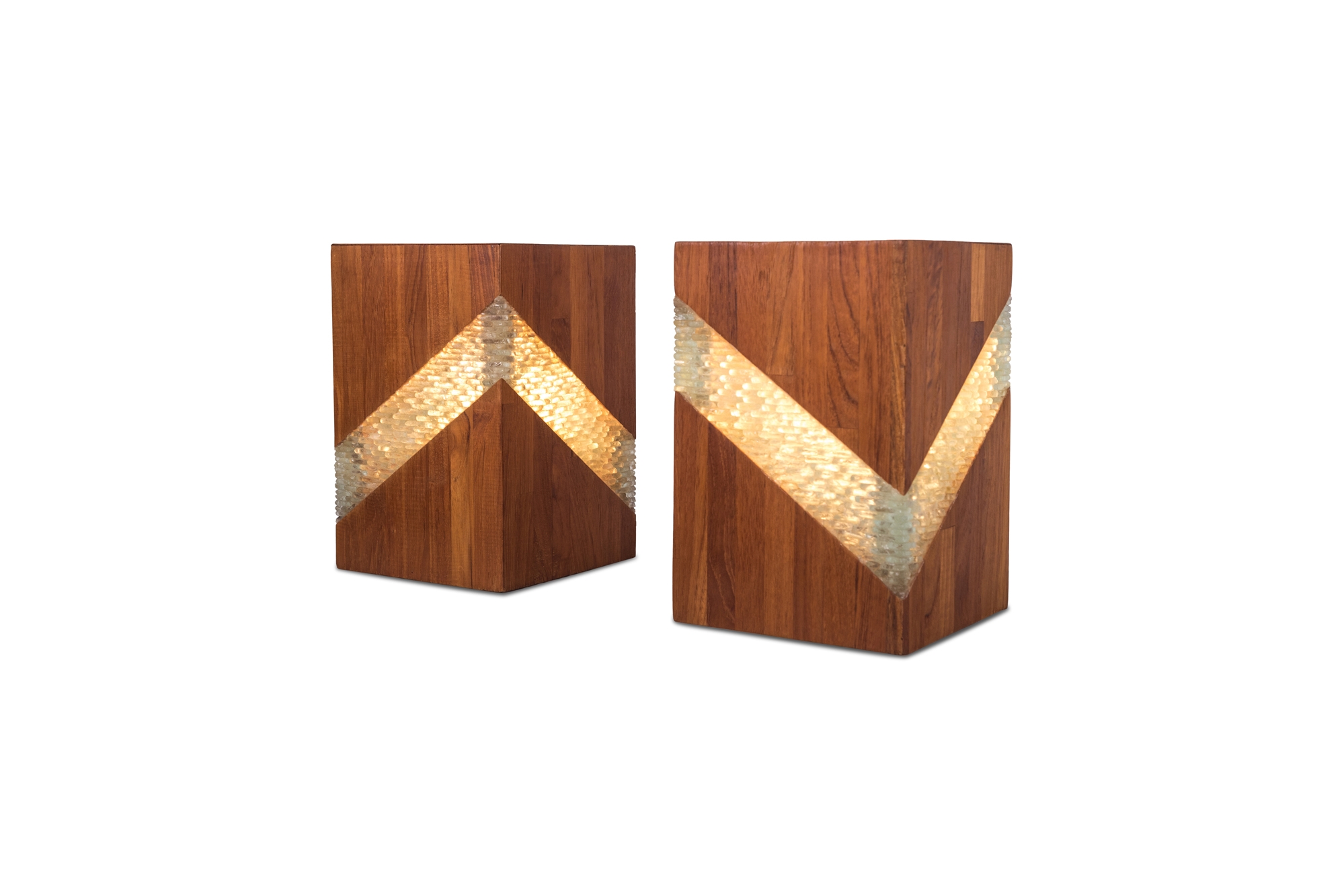 Midcentury Teak and Glass Table Lamps - 1960s