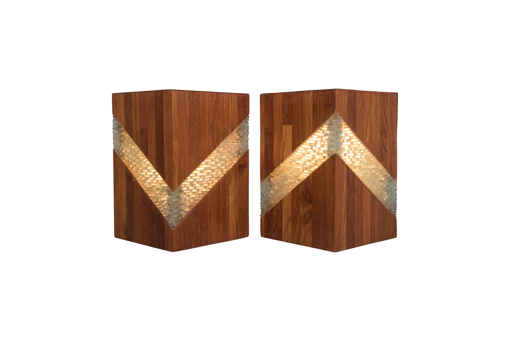 Midcentury Teak and Glass Table Lamps - 1960s