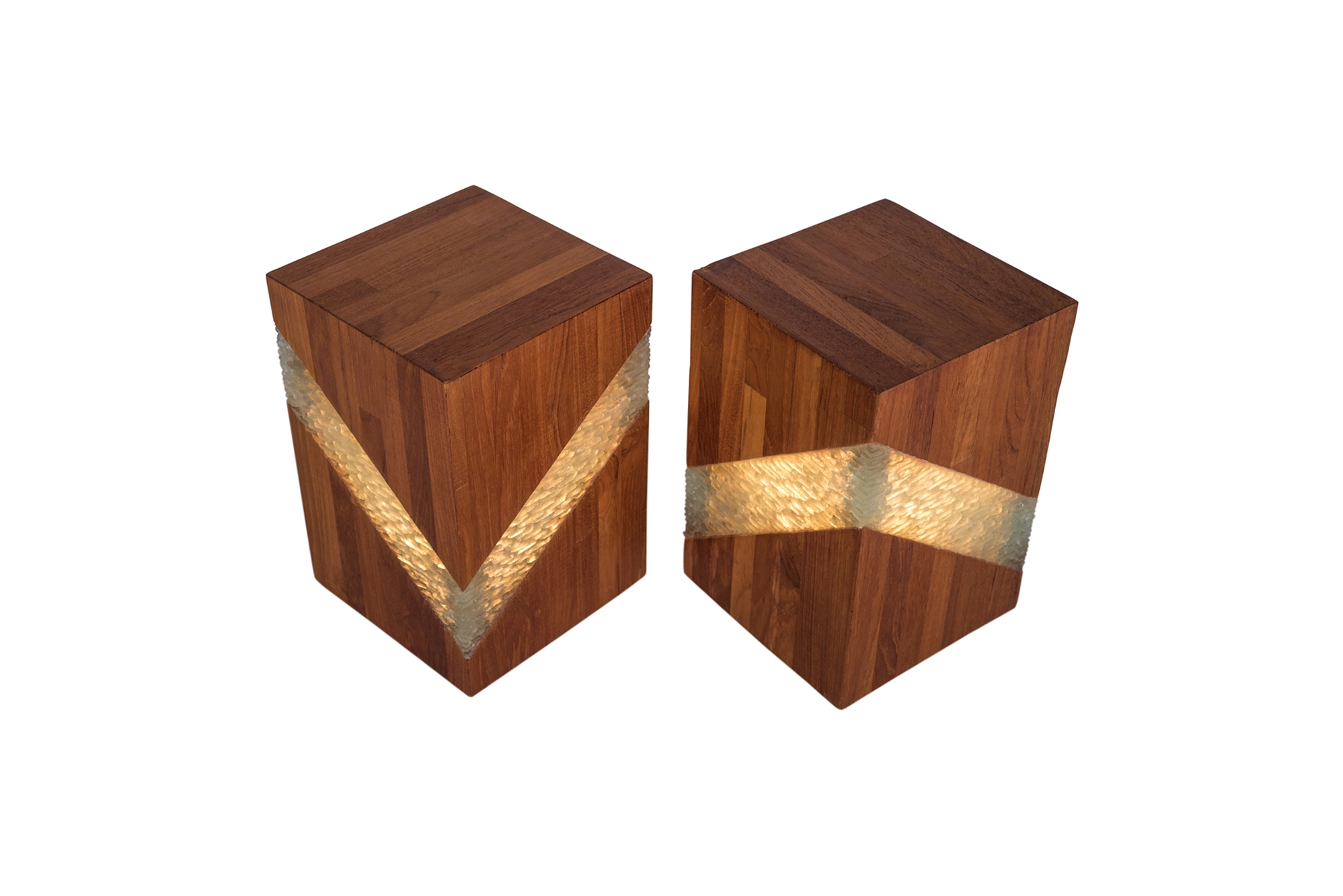 Midcentury Teak and Glass Table Lamps - 1960s