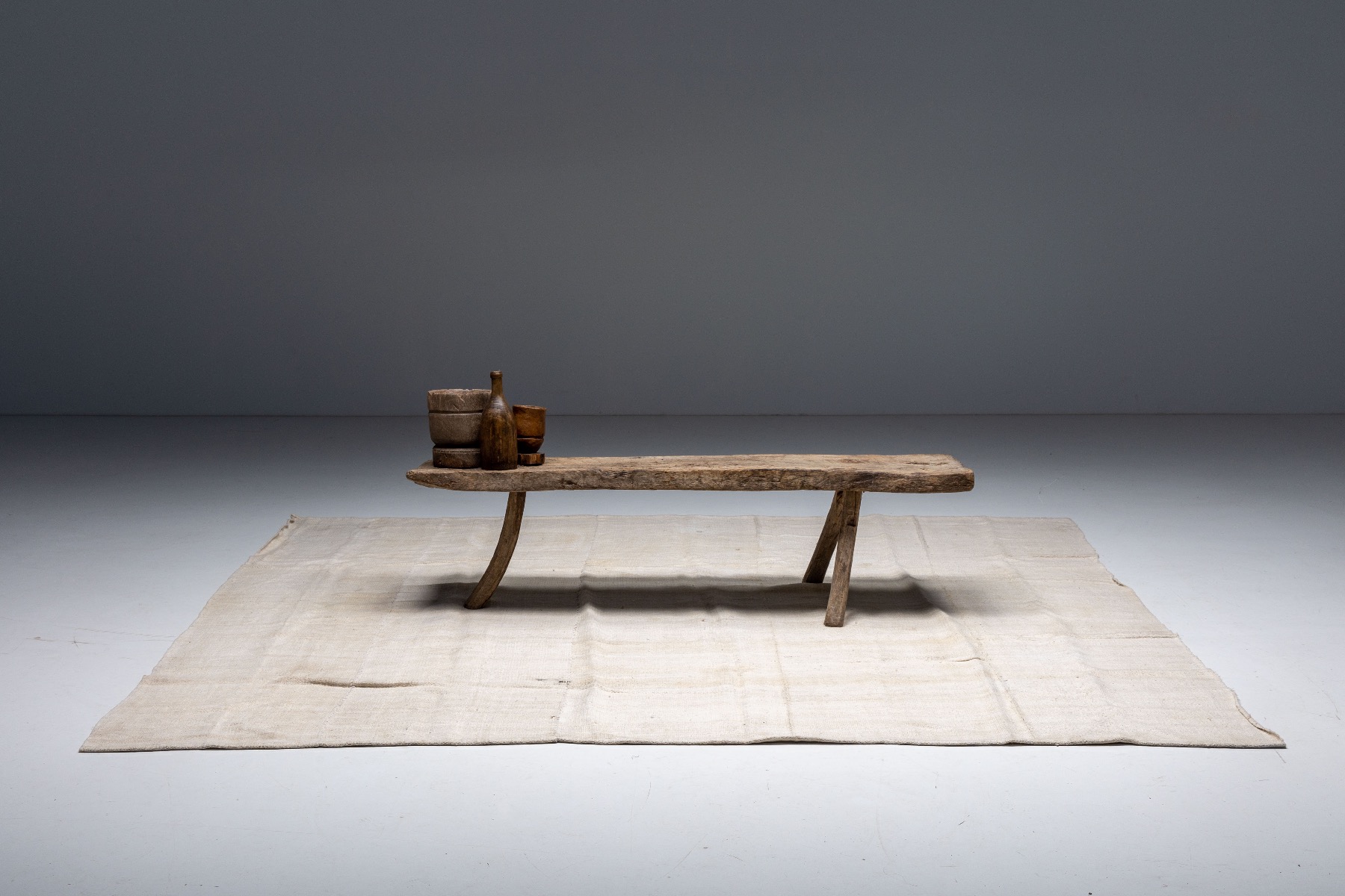 Handwoven Bleached Kilim Wool Rug - 20th Century