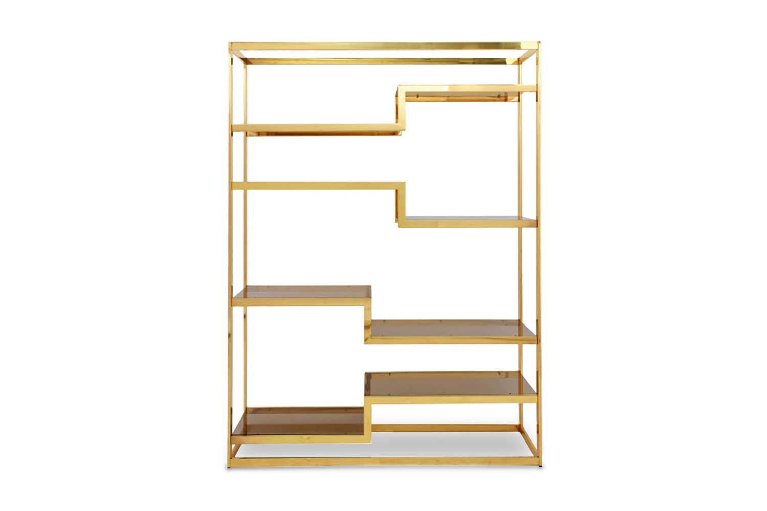 Glass And Golden Etagere, Belgo Chrom - 1980s