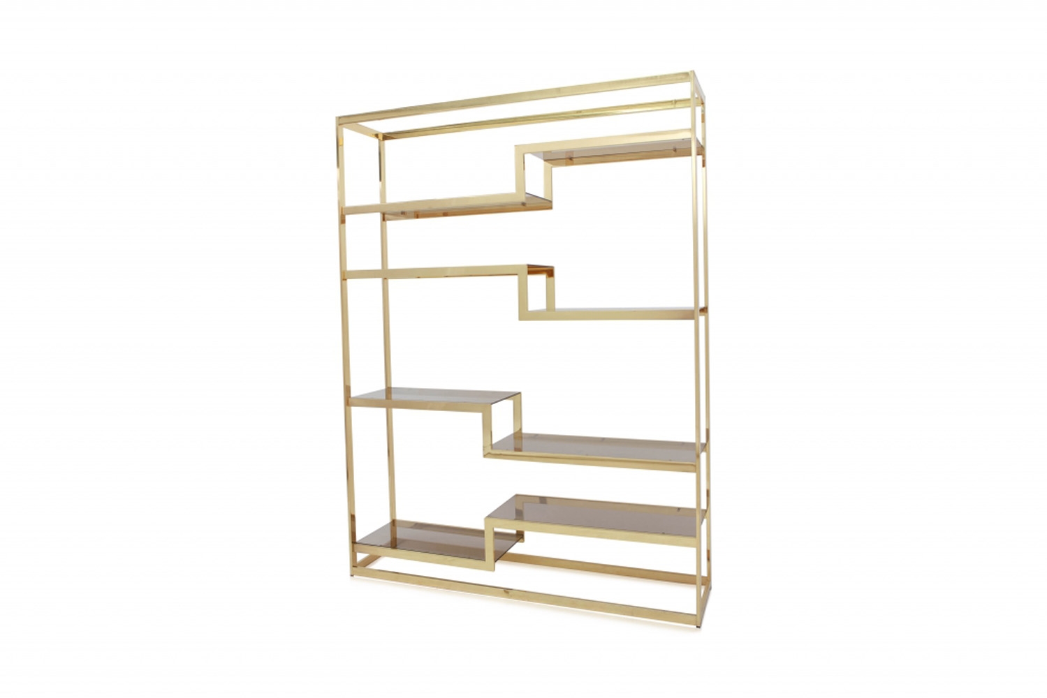 Glass And Golden Etagere, Belgo Chrom - 1980s