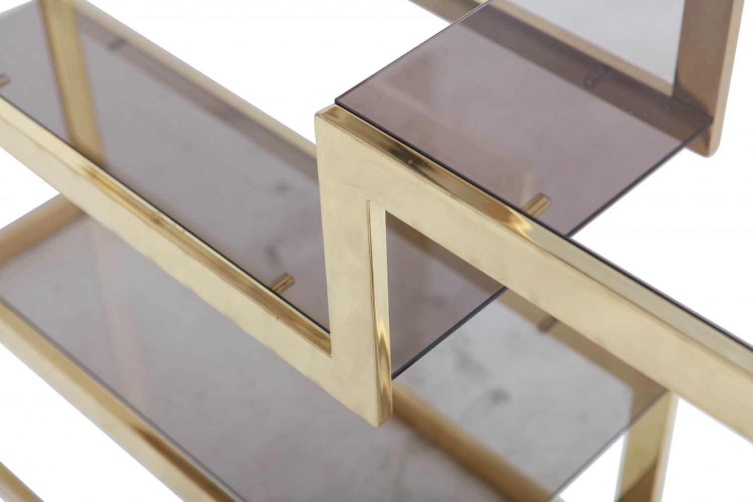 Glass And Golden Etagere, Belgo Chrom - 1980s