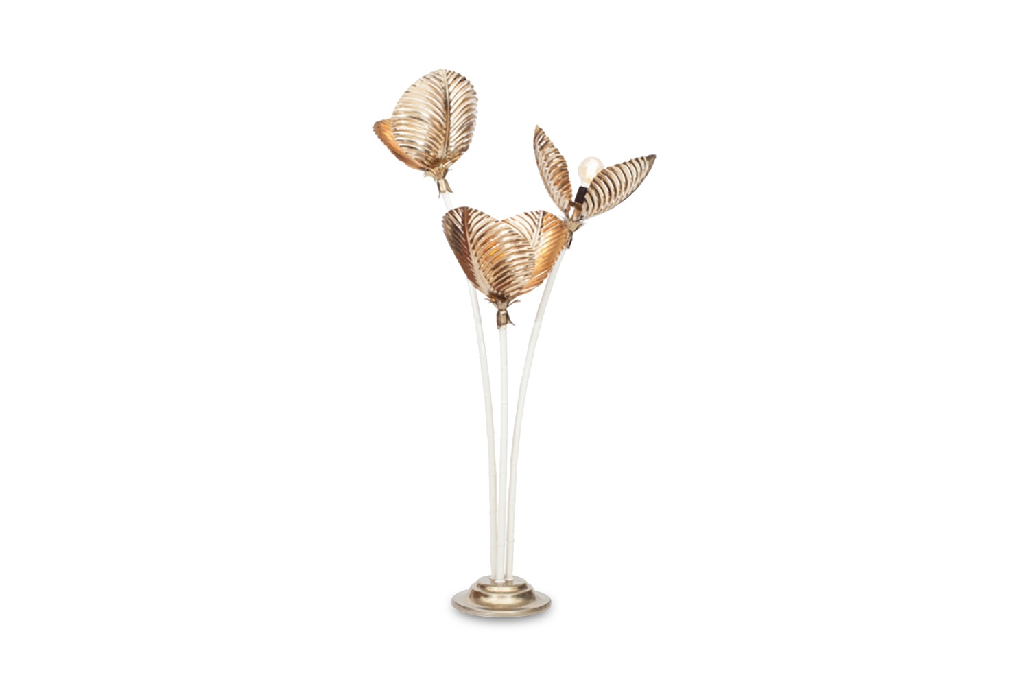 Gold Brass Palm Tree Floor Lamp - 1970s