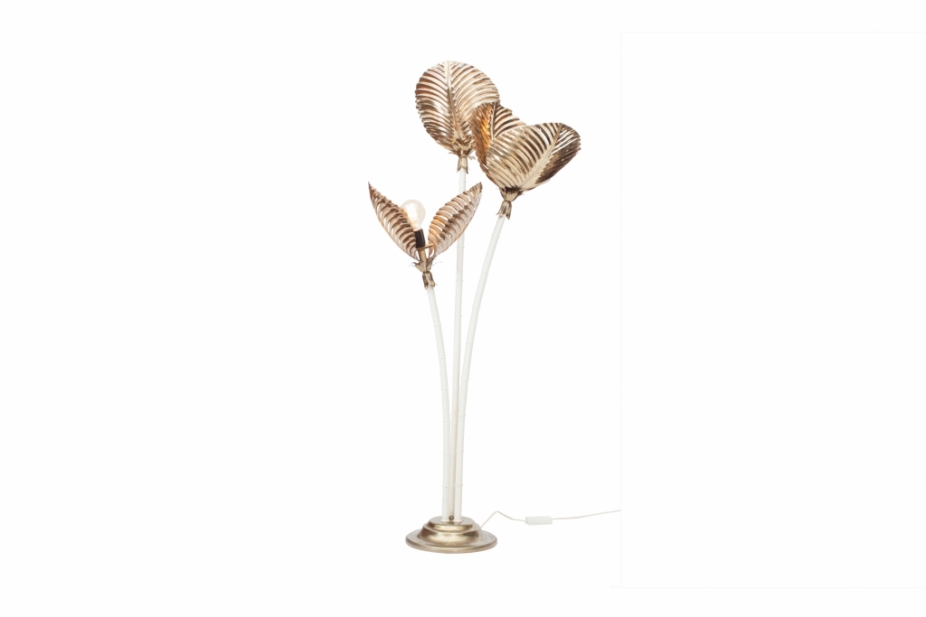 Gold Brass Palm Tree Floor Lamp - 1970s