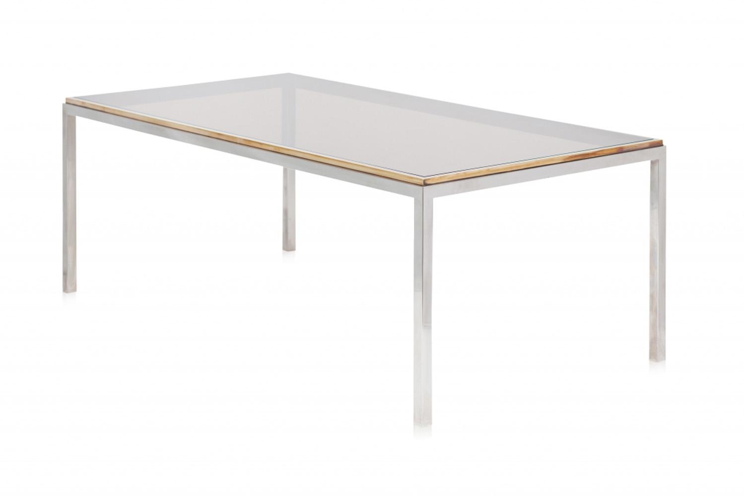 Brass and Chrome Dining Table Flaminia, Willy Rizzo - 1970s