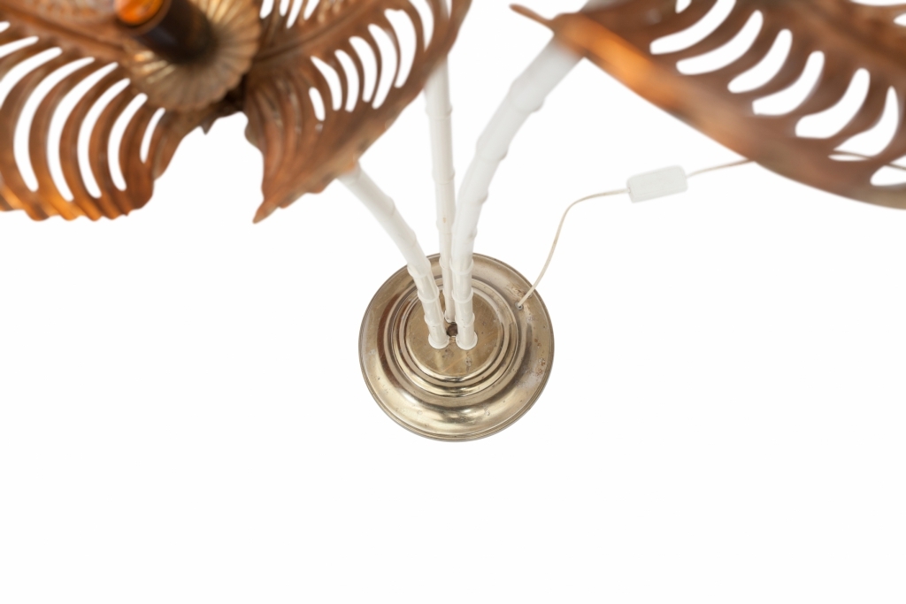 Gold Brass Palm Tree Floor Lamp - 1970s