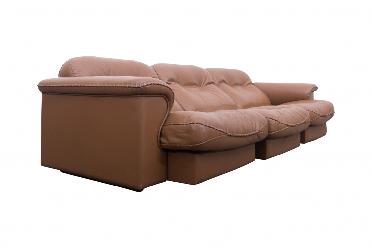 De Sede Brown Leather Three Seater Sofa - 1960s
