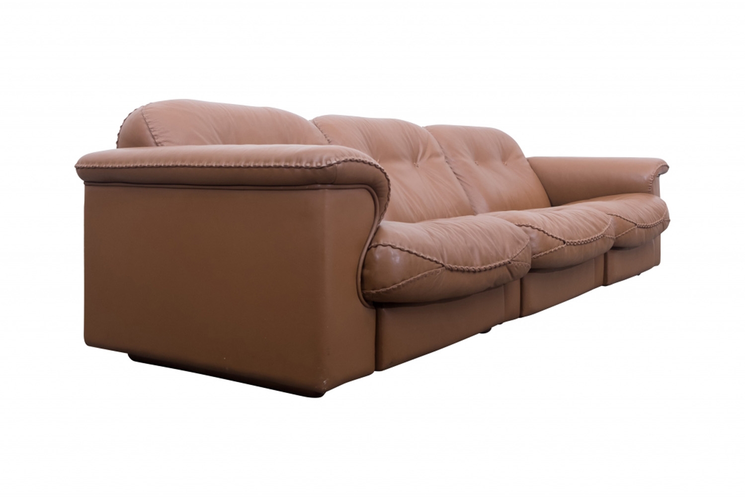 De Sede Brown Leather Three Seater Sofa - 1960s
