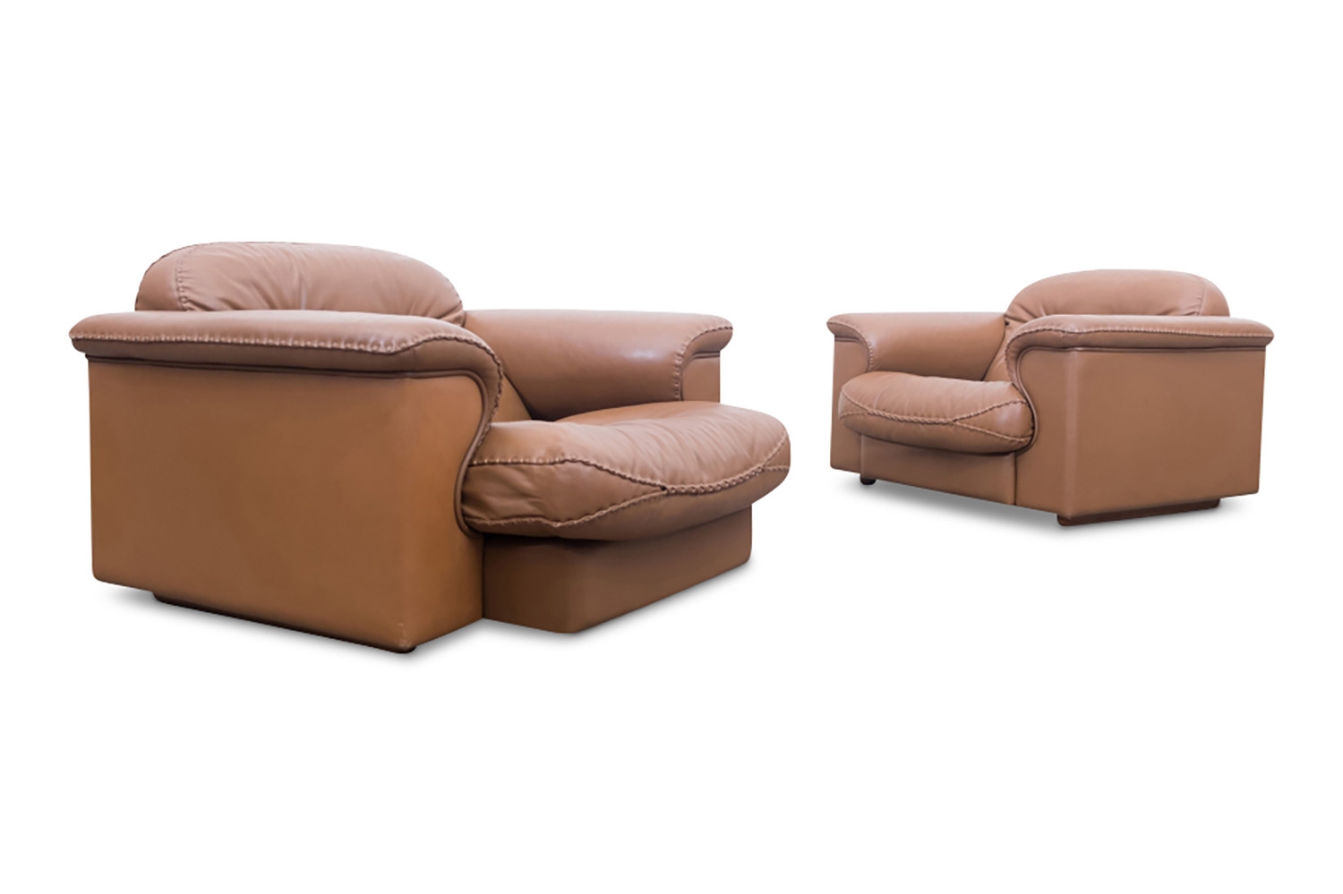 De Sede Brown Leather Lounge Chairs - 1960s