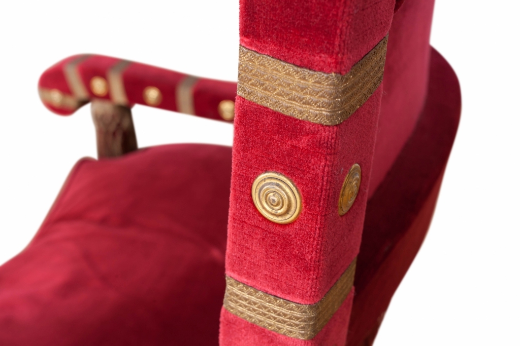 Red Velvet Italian Throne Chairs - 1940s