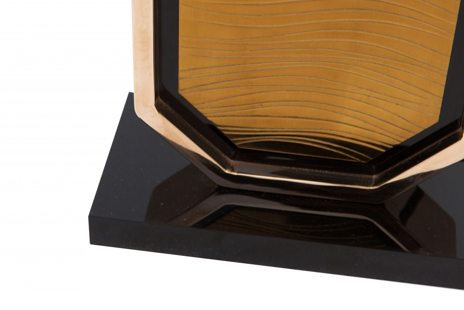 Gold Plated Brass Etched Table Lamp - 1980s