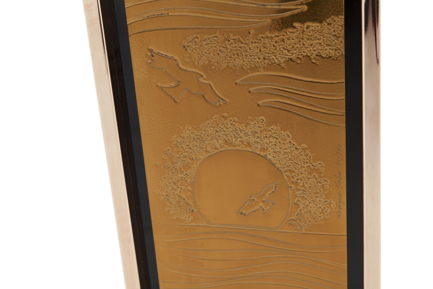Gold Plated Brass Etched Table Lamp - 1980s